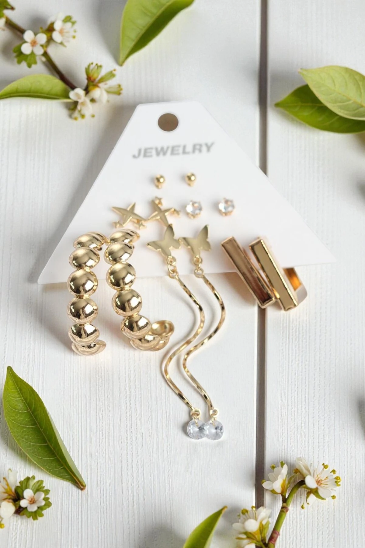 Pirinç Kadın Küpe Seti 6 Çift Gold Renk | Şık ve Dayanıklı Takı, Aksesuar