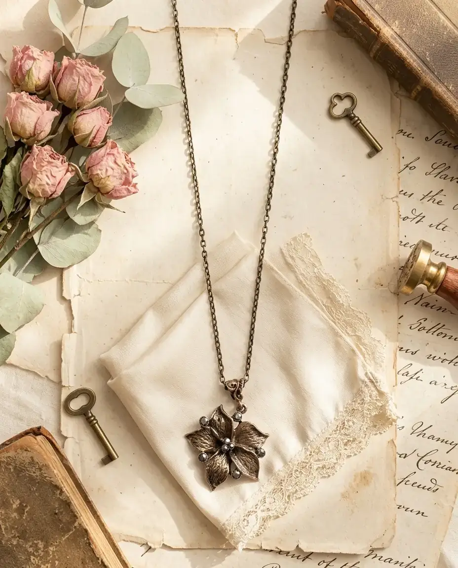 bronz kolye - vintage kolye - bronz küpe - vintage küpe - bronz yüzük - vintage yüzük - Dorvina