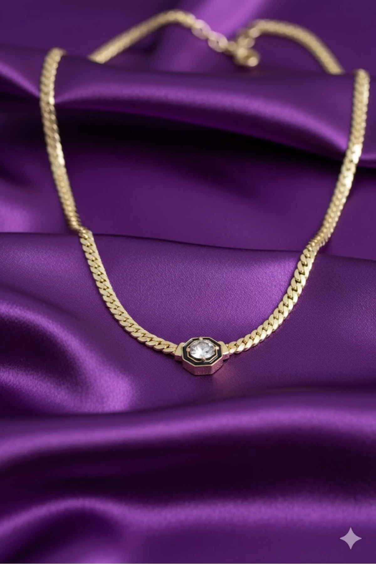 Pirinç Kadın Kolye Gold Renk Zirkon Taşlı | Şık ve Dayanıklı Takı, Aksesuar