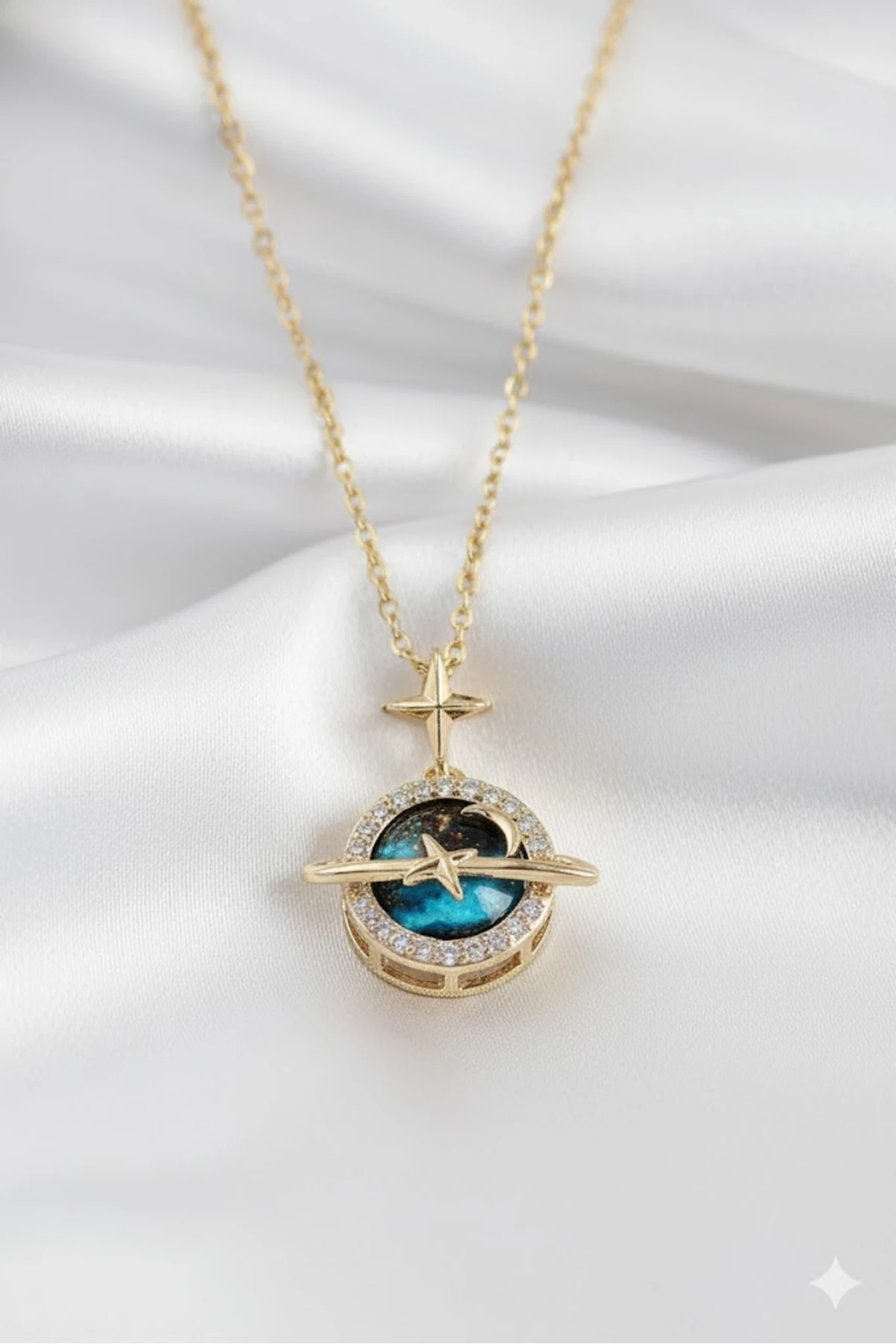 Çelik Kadın Kolye Gezegen Model Gold Renk 316L Kararmaz | Şık ve Dayanıklı Takı, Aksesuar