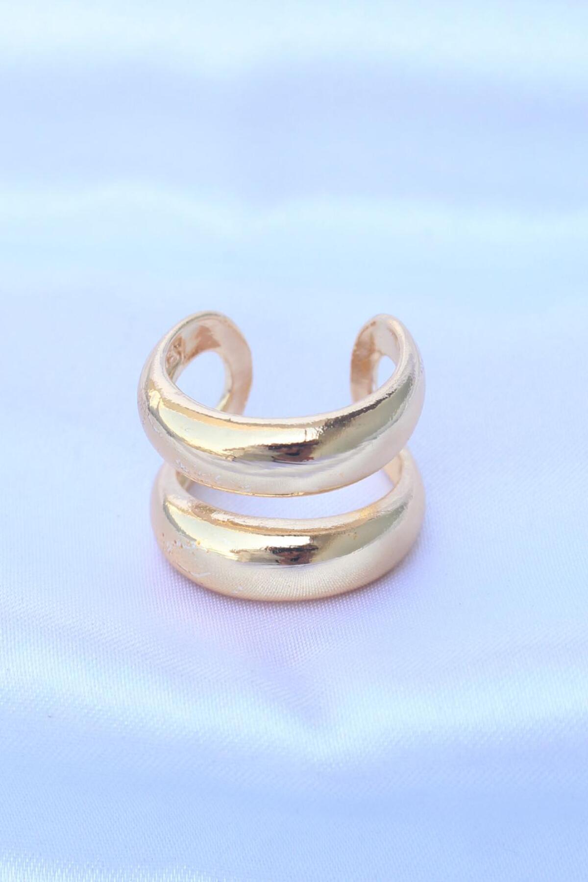 Pirinç Kadın Şerit Yüzük Gold Renk Ayarlanabilir Kararmaz | Şık ve Dayanıklı Takı, Aksesuar