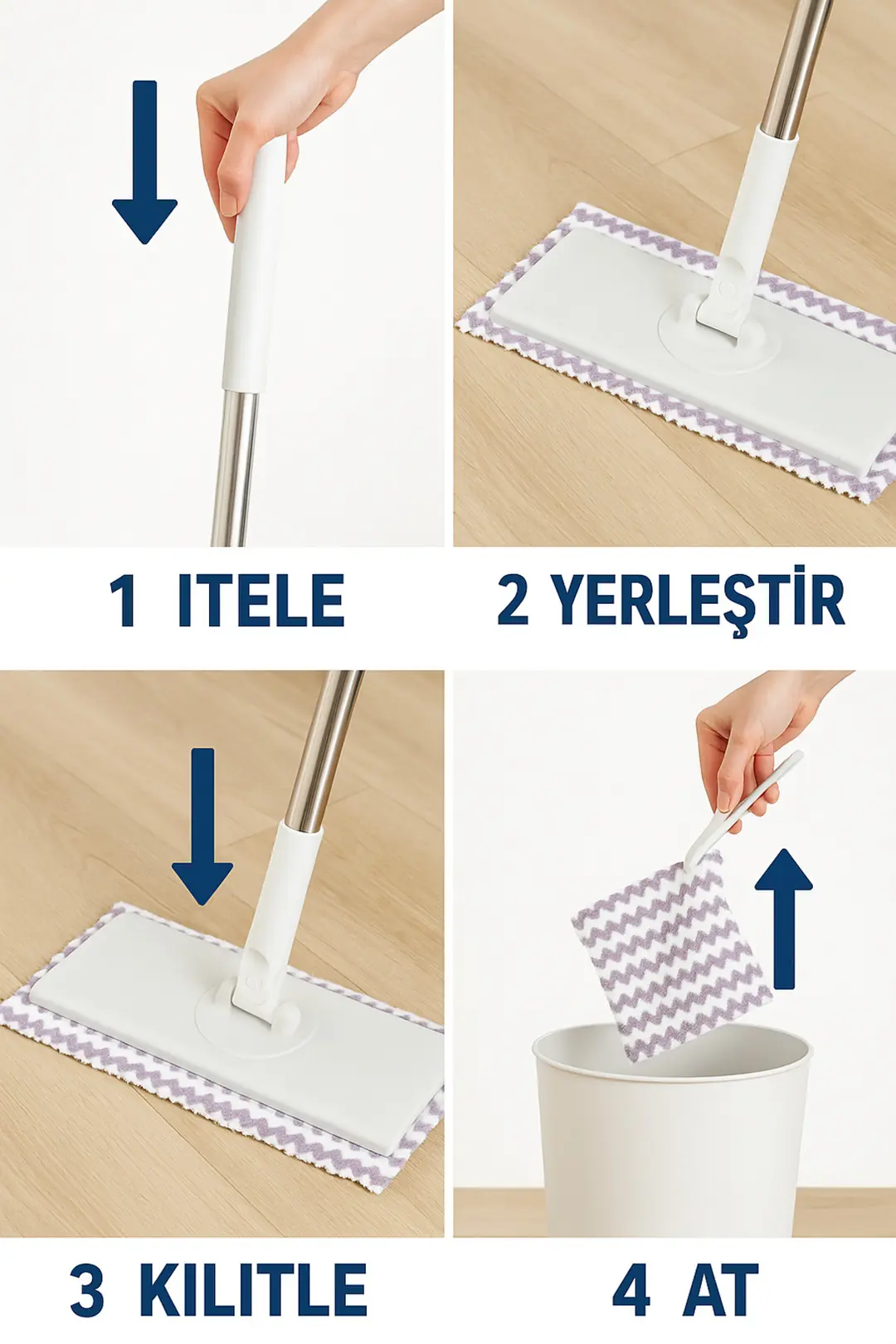 Bezleri Kendi Alabilen Akıllı Mini Mop – El Değmeden Bezi Atan ve Cam