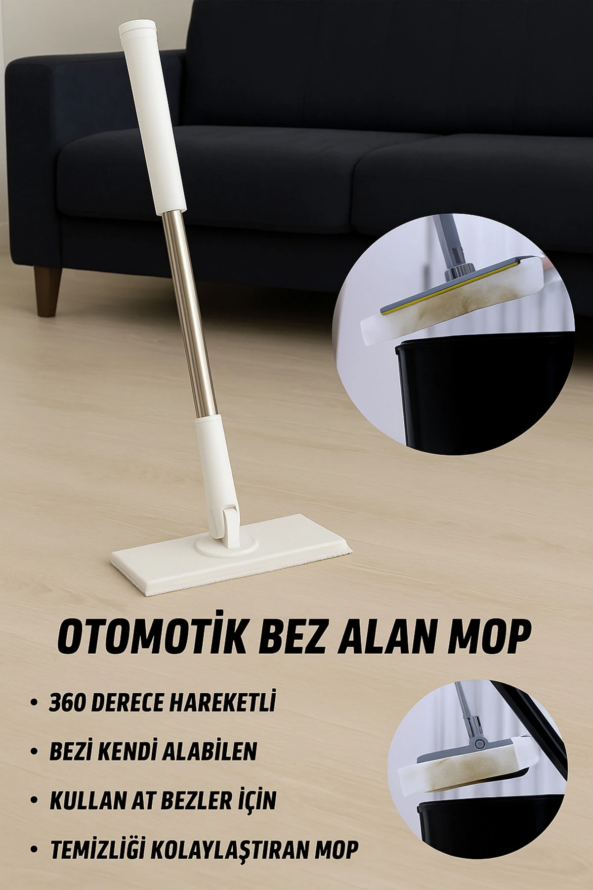Bezleri Kendi Alabilen Akıllı Mini Mop – El Değmeden Bezi Atan ve Cam