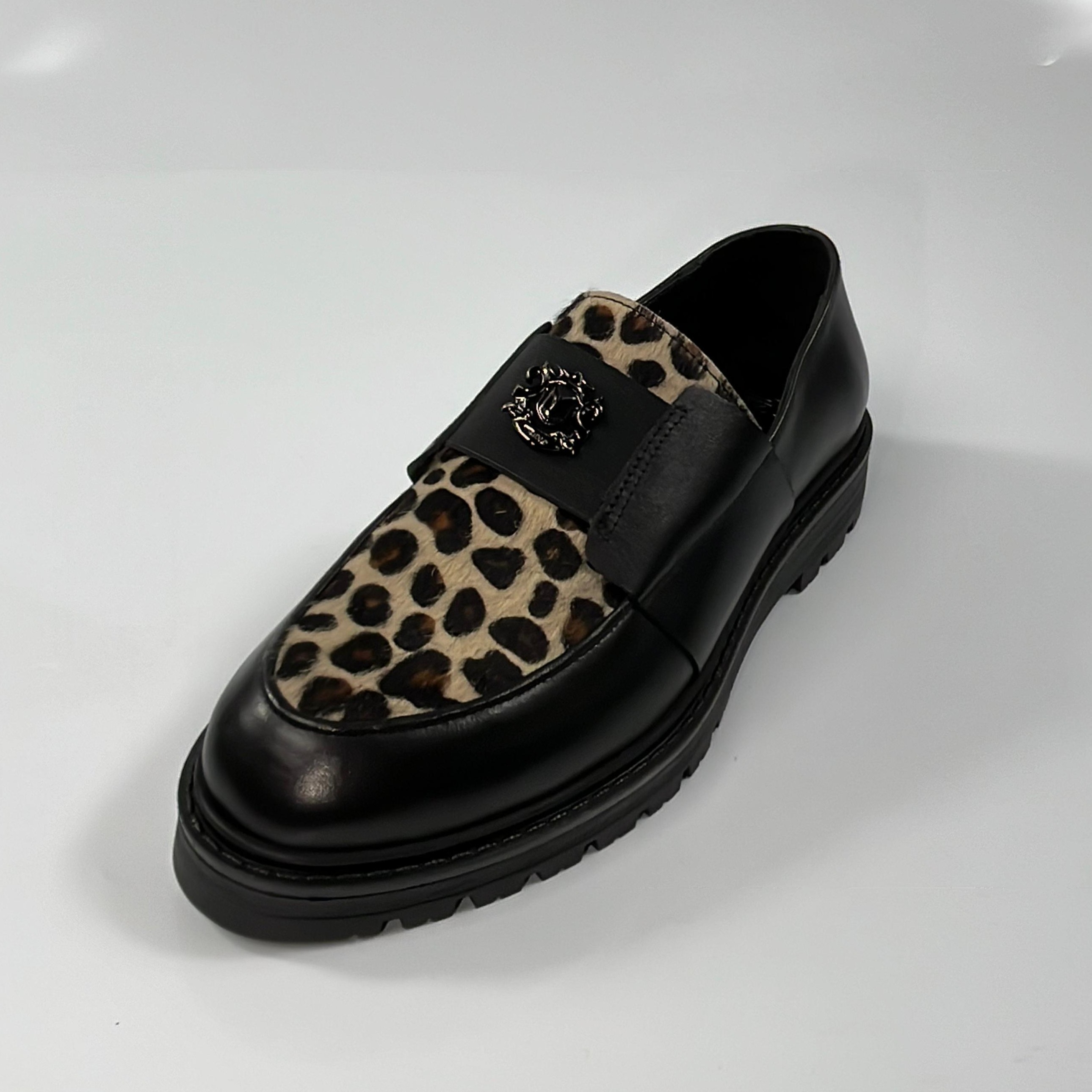 Black Leopar Loafer