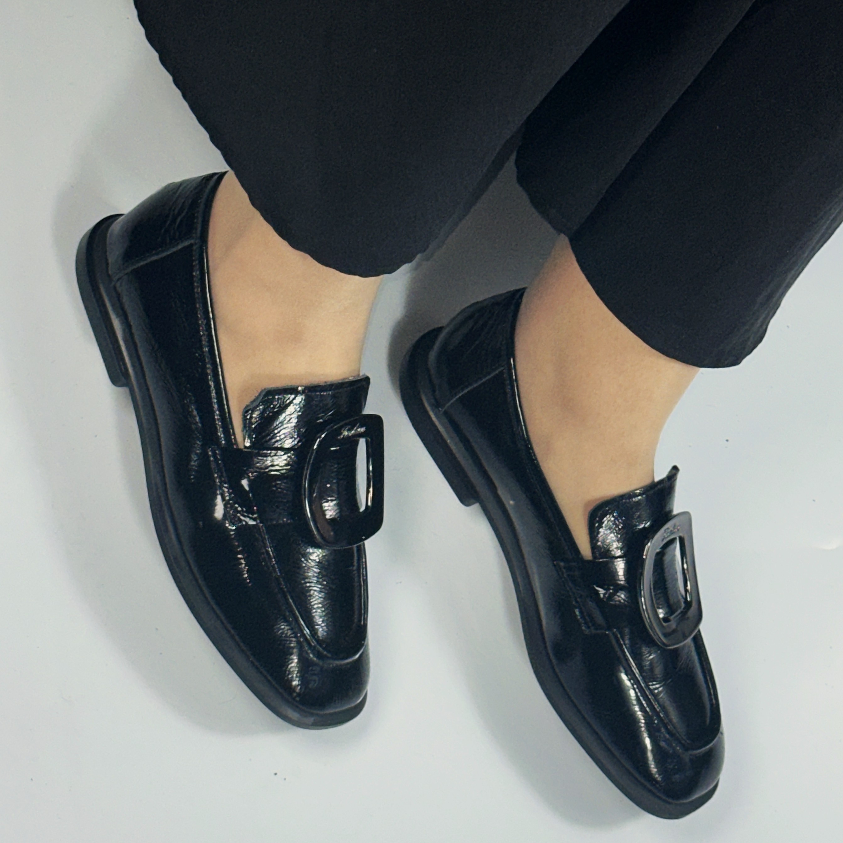 Black Rugan Buckle Loafer