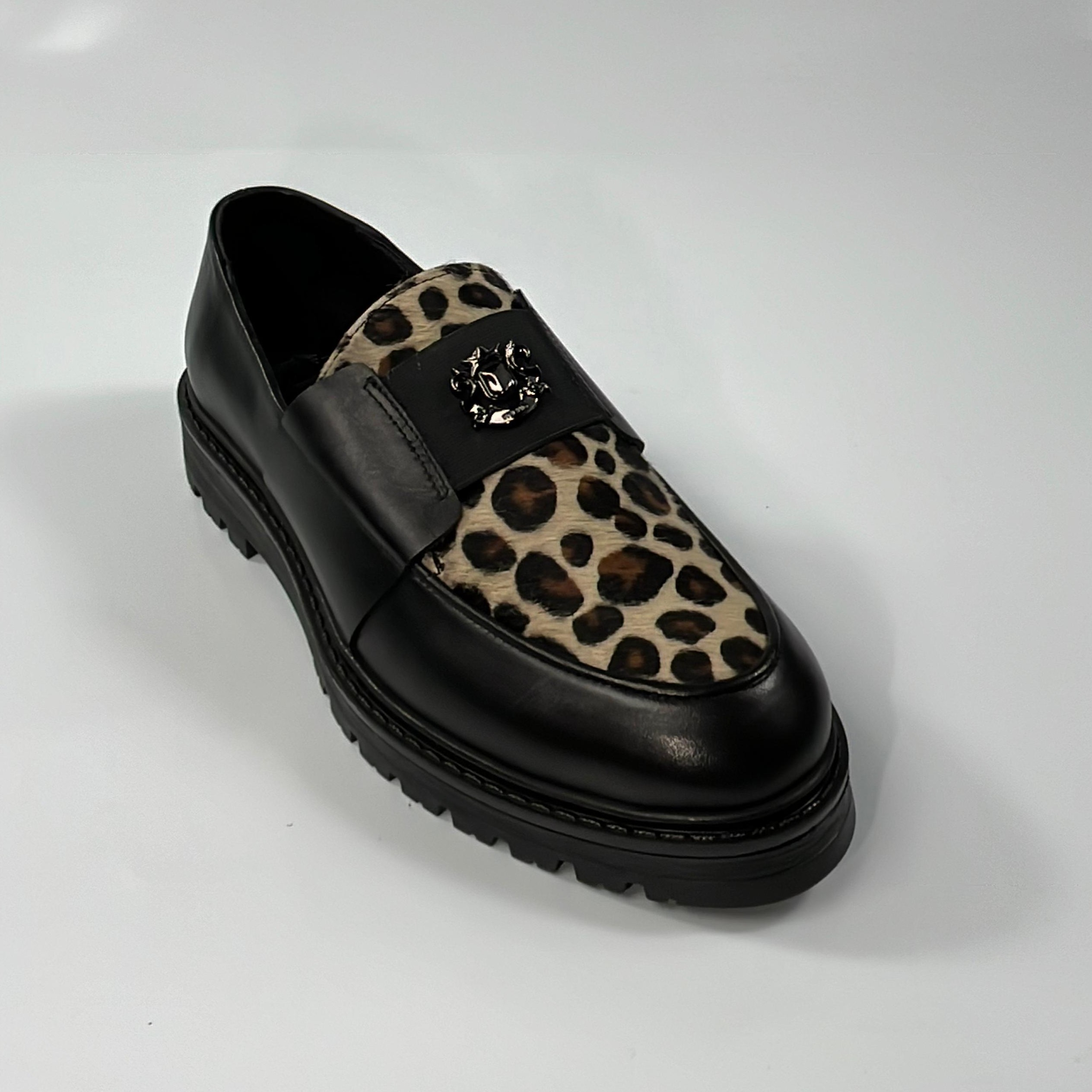 Black Leopar Loafer