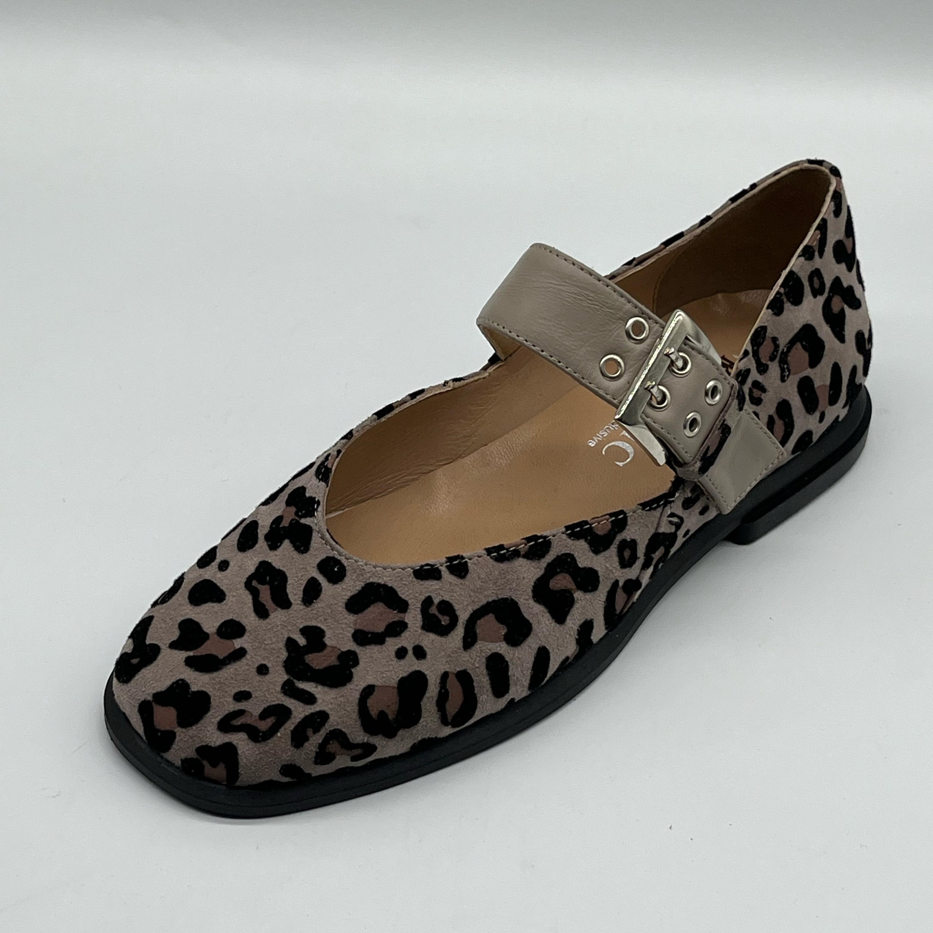 Gri Leopard Mary Jane