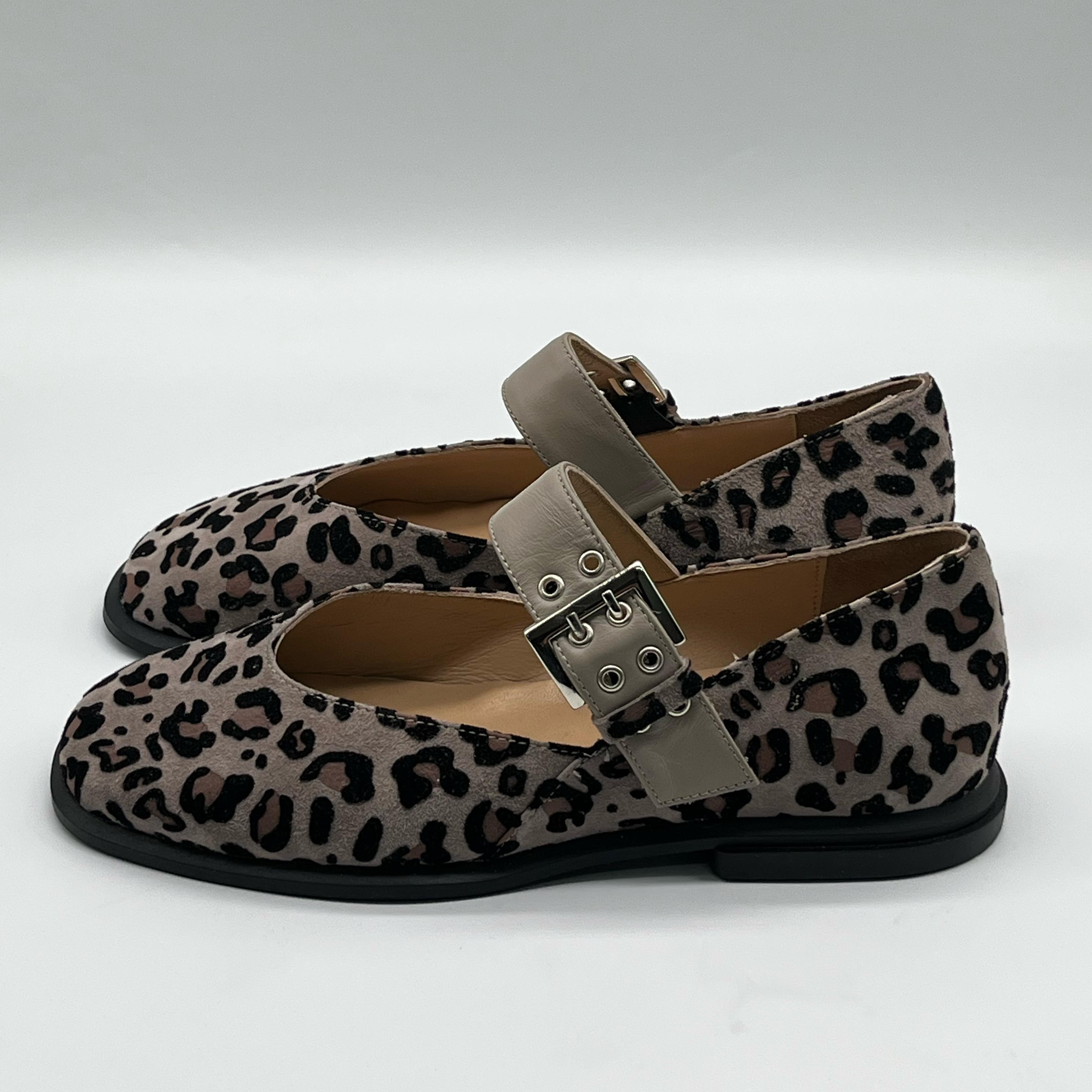 Gri Leopard Mary Jane