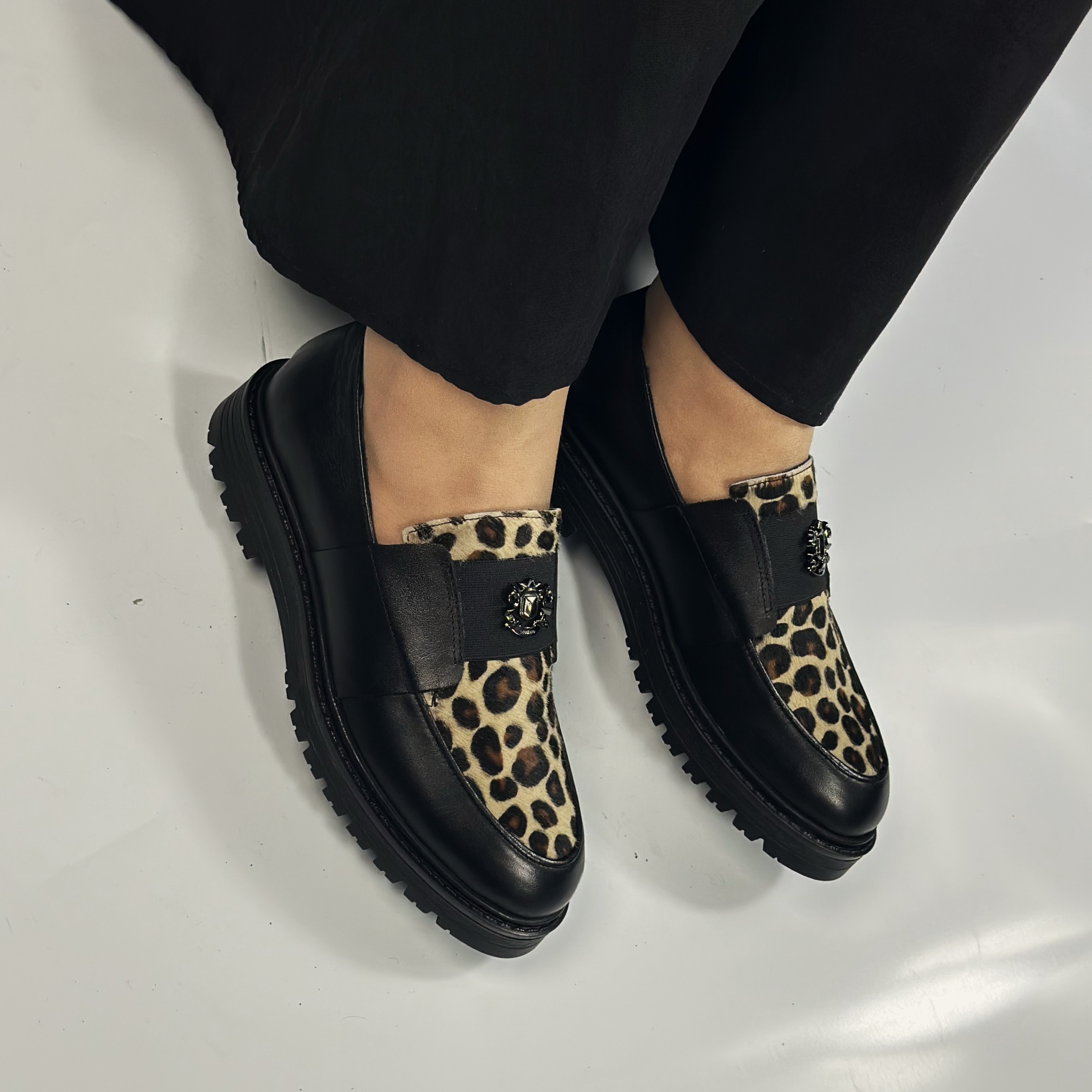 Black Leopar Loafer