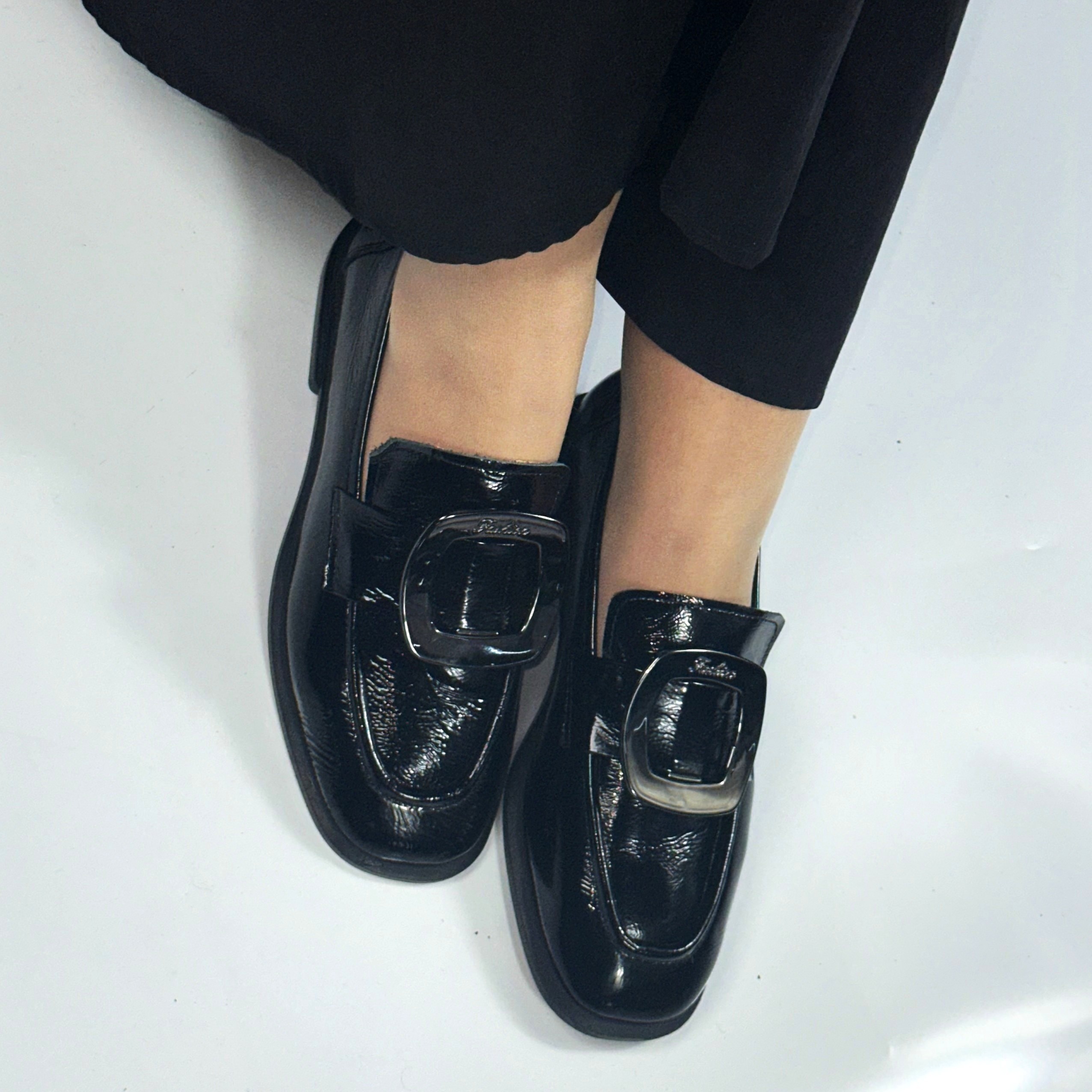 Black Rugan Buckle Loafer