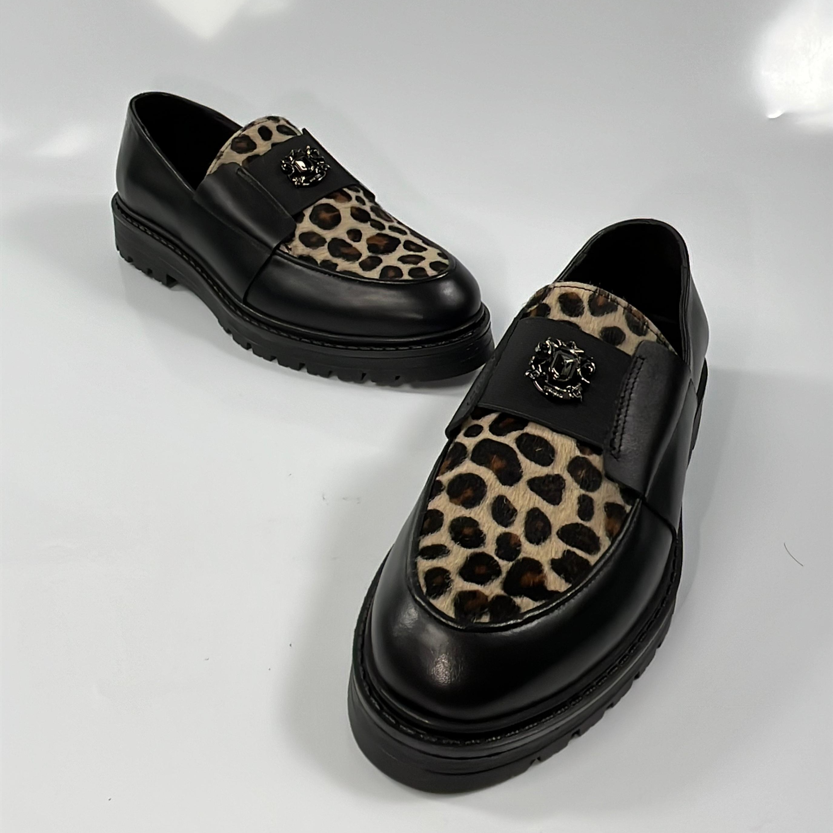 Black Leopar Loafer