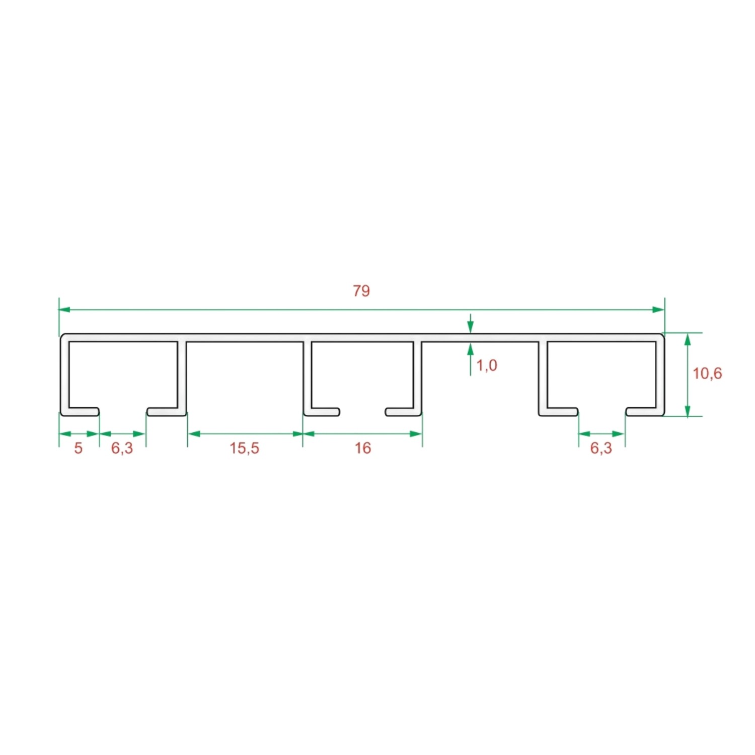 Üç Kanallı Alüminyum Beyaz Perde Rayı (80mm) Kalın Üçlü Korniş