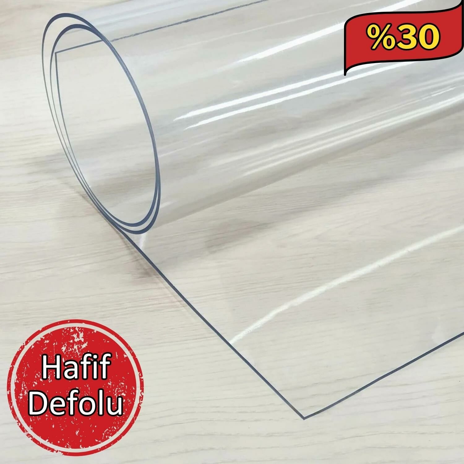 Hafif Defolu - Şeffaf PVC 1,6 mm Kalın Masa Örtüsü (%30 İndirimli)