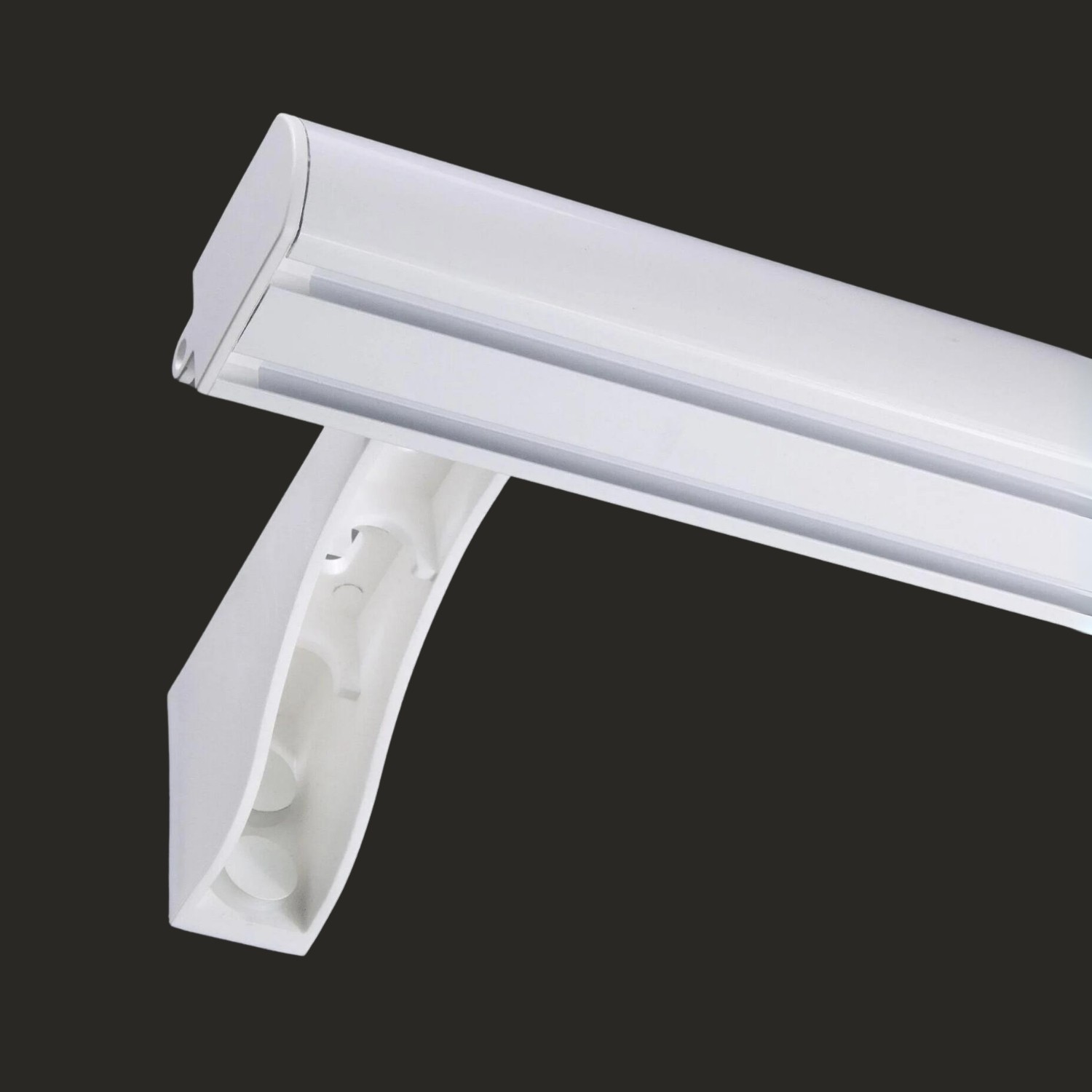 Dekoratif İki Kanallı Alüminyum Perde Ray Takımı (43mm) Plastik Başlık ve Ayaklı İkili Korniş