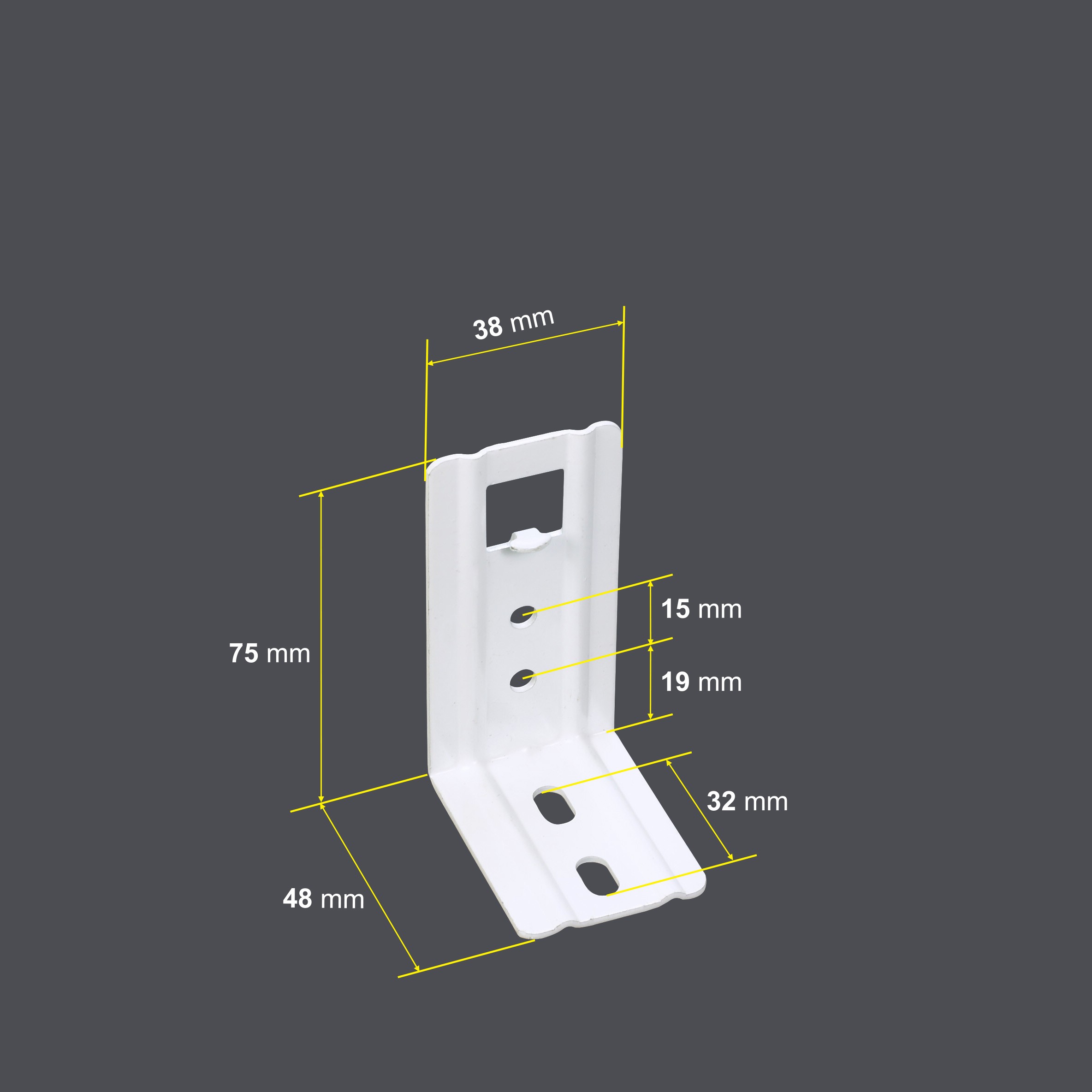 Metal Beyaz L Ayak (38mm) Stor (Zebra) Perde İçin Askı Ayağı