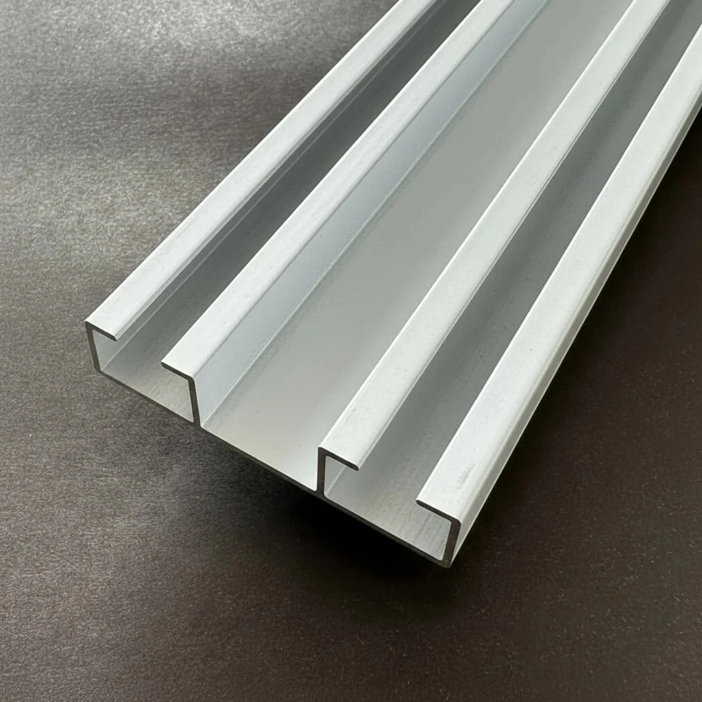 İki Kanallı Alüminyum Beyaz Perde Rayı (48mm) Düz İkili Korniş