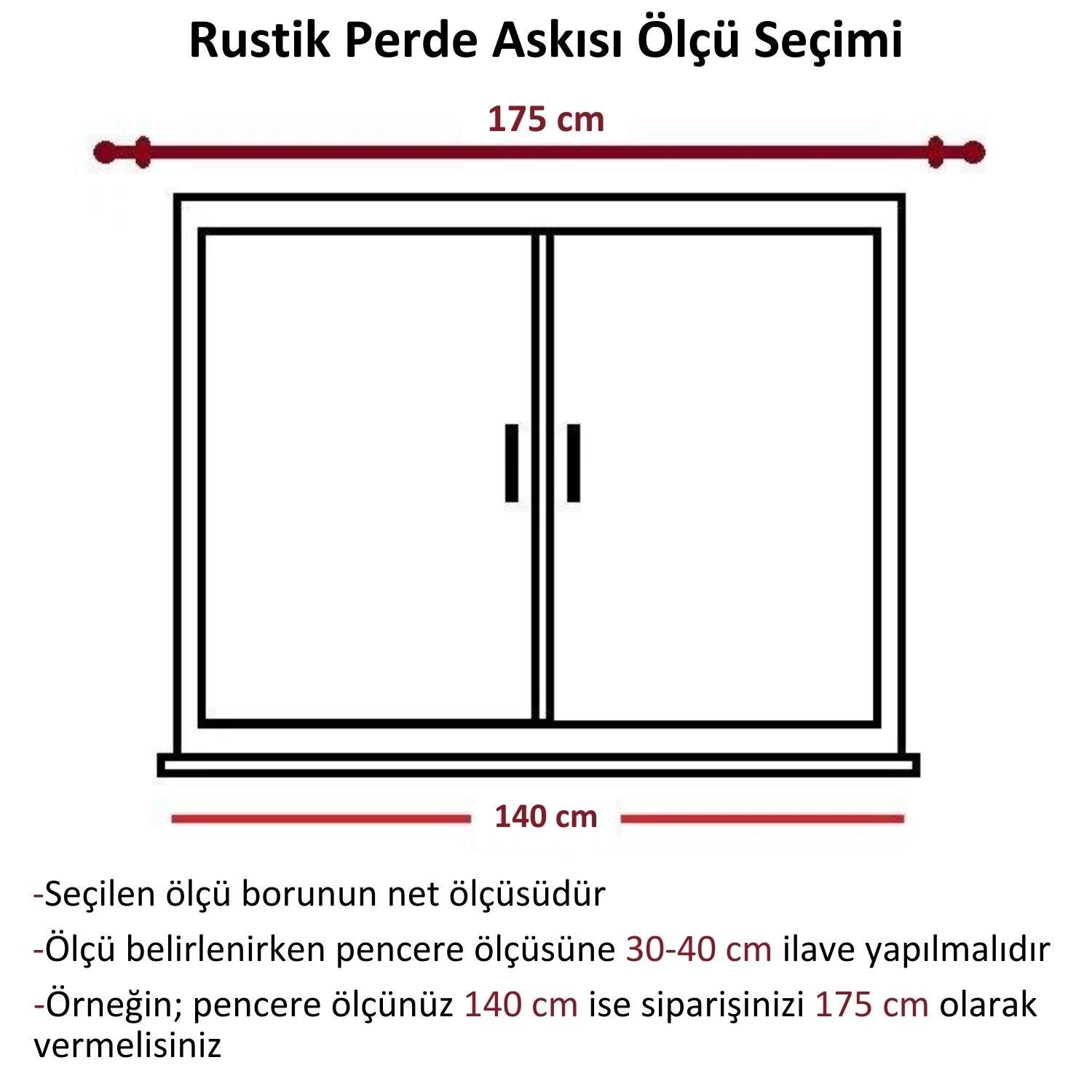 Raysız Ahşap Klasik Rustik Perde Askısı (Alüminyum Boru) Halka ve Klips