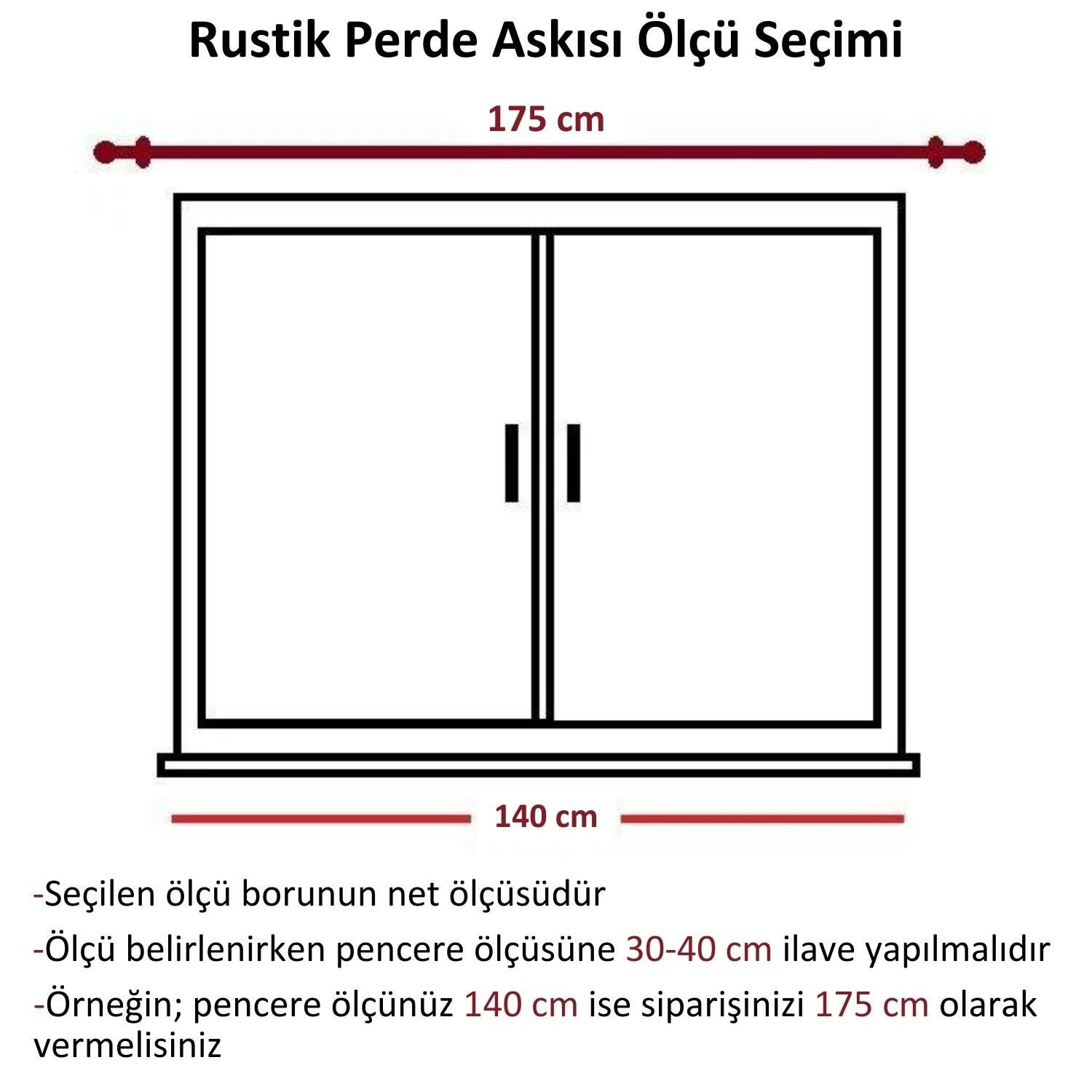 Raylı Ahşap Klasik Rustik Perde Askısı (Alüminyum Boru) Halka ve Klips