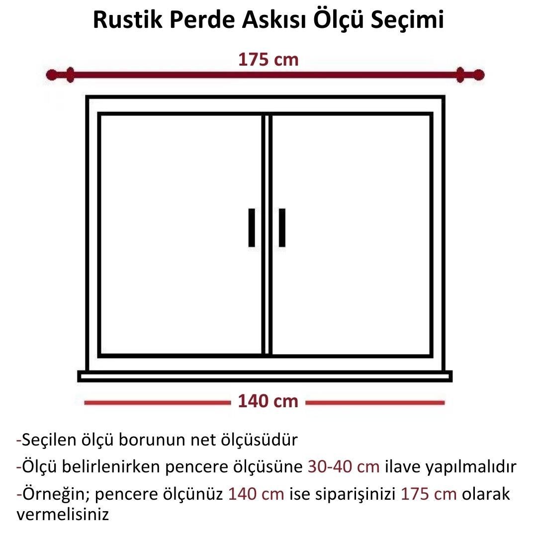 Ahşap Başlıklı Raysız Eko Rustik Perde Askısı (Alüminyum Boru) Plastik Halka ve Klips