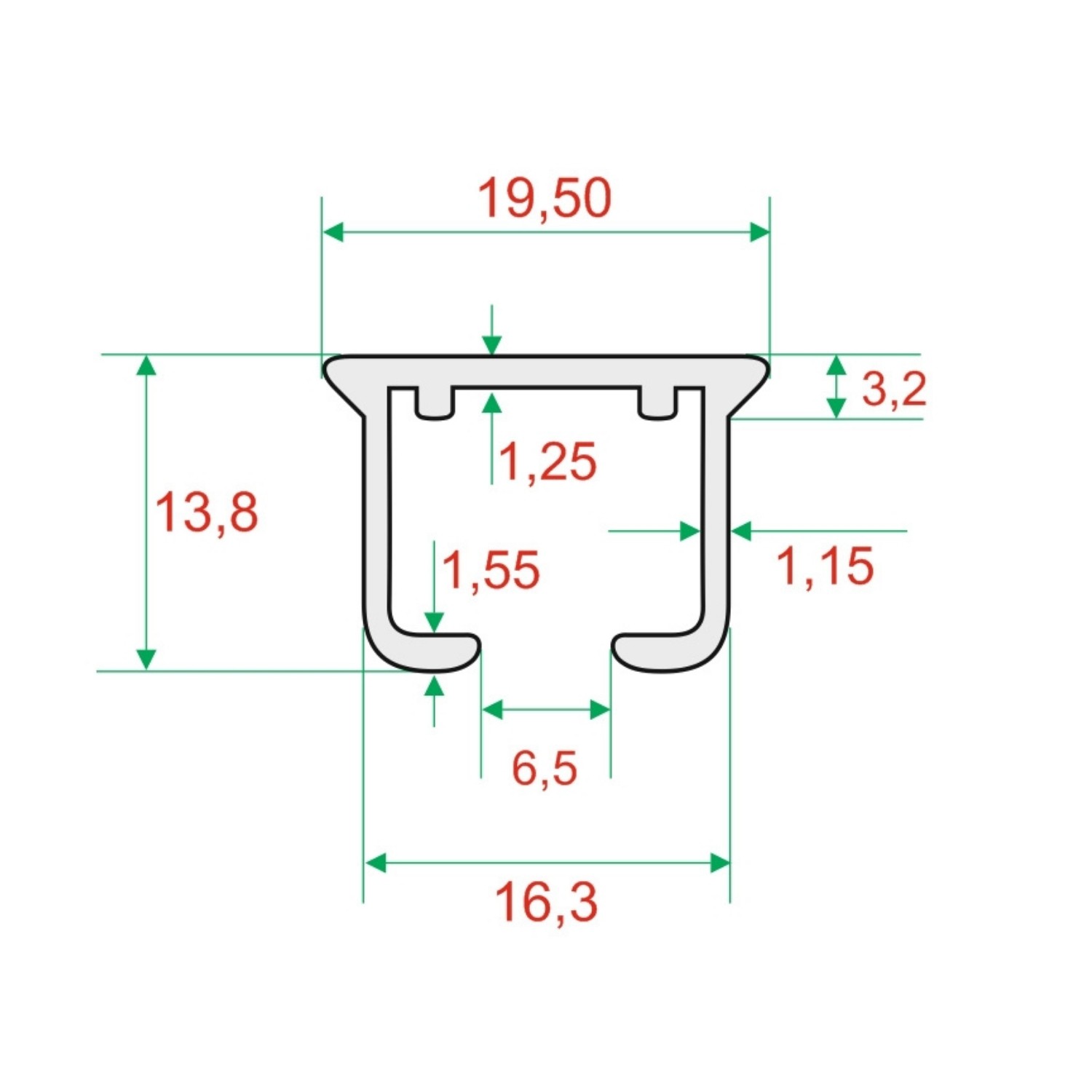Tek Kanallı Alüminyum Ray (19mm) Tekli Korniş + Metal Portray