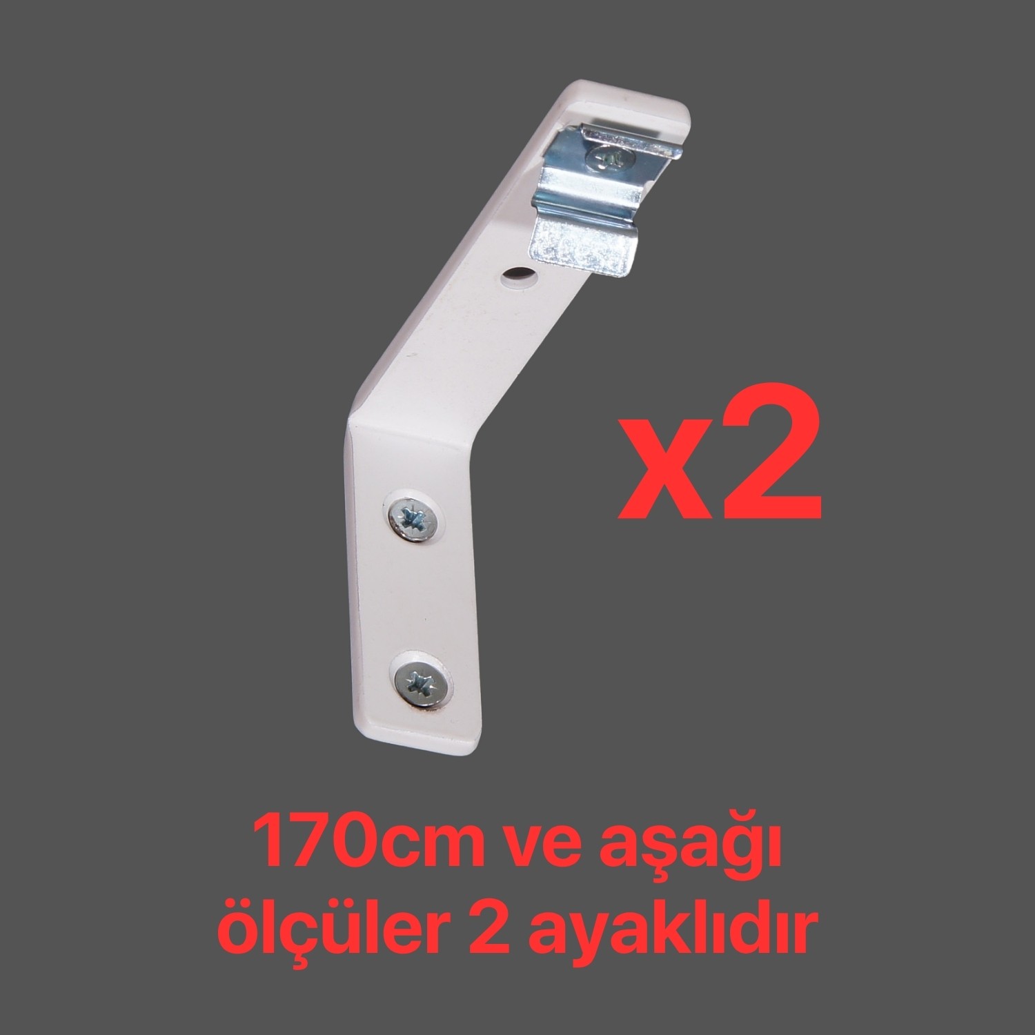 Tekli Metal Rustik (90mm) Metal L Duvar Montaj Ayaklı (19mm) Alüminyum Perde Ray Takımı