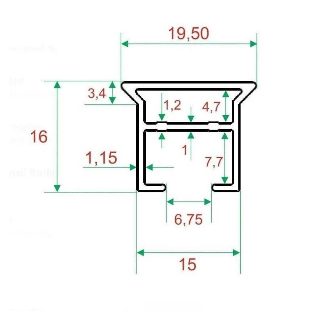 Tek Kanallı Alüminyum Siyah Ray (Tekli Korniş) + Metal Portray