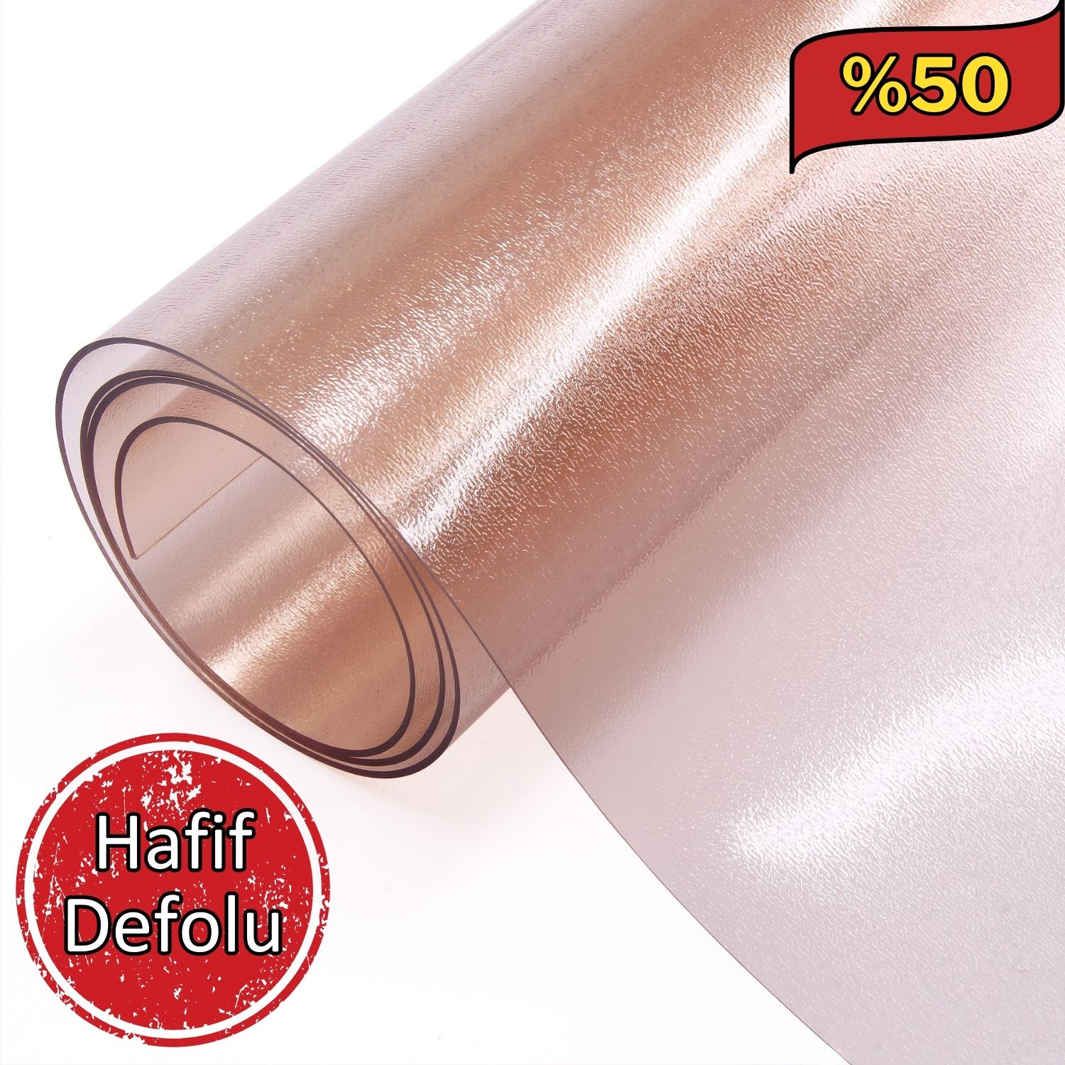 Hafif Defolu - Buzlu Şeffaf PVC (Renksiz, Siyah, Gülkurusu) Kalın Koruyucu Masa Örtüsü (%50 İndirimli)