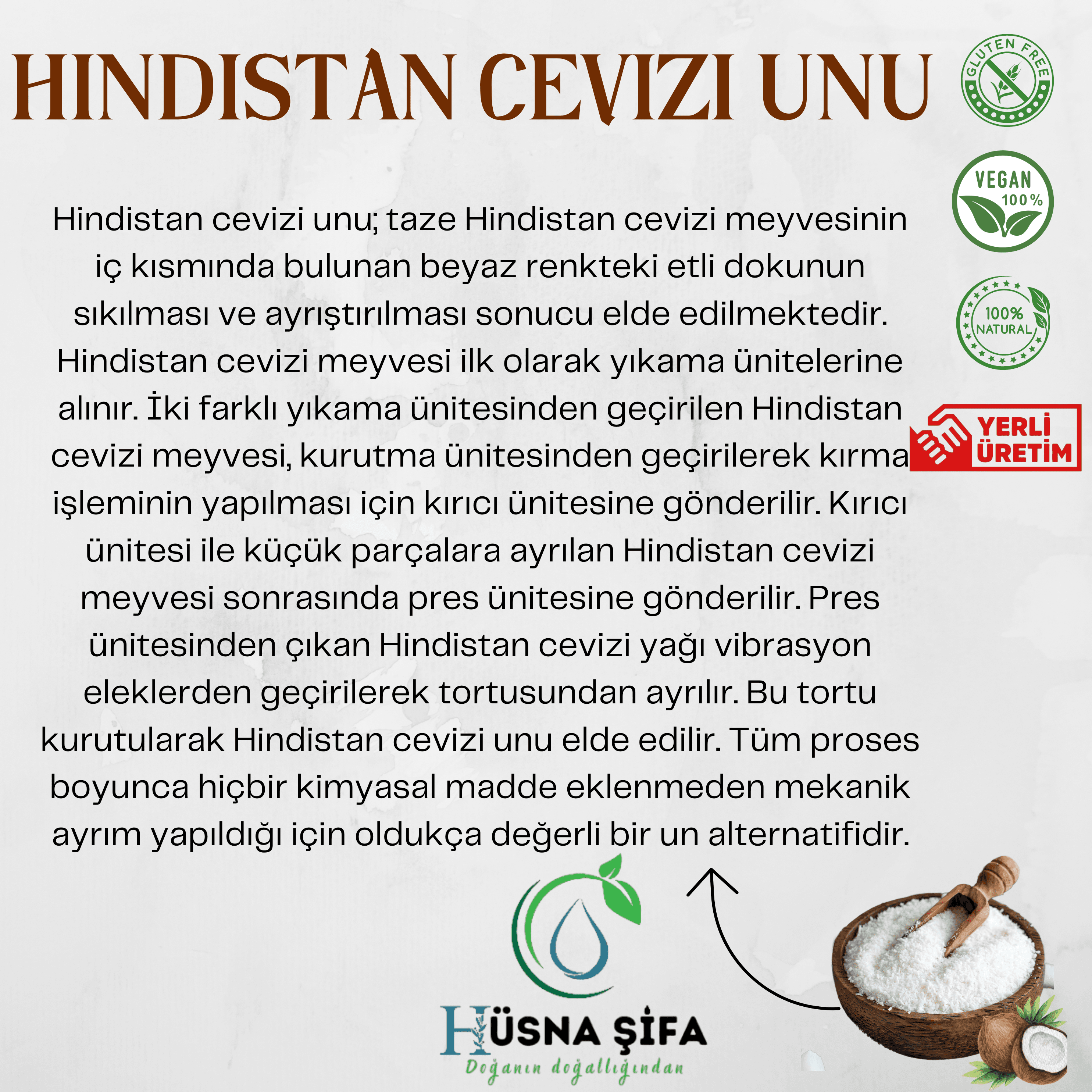 Glutensiz Hindistan Cevizi Unu 150 gram