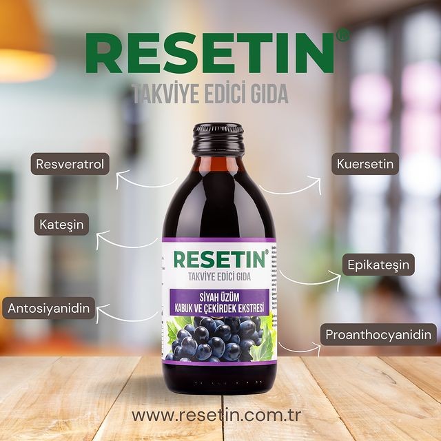 Resetin Siyah Üzüm Kabuk ve Çekirdek Ekstraktı Takviye Edici Gıda 250 ml image