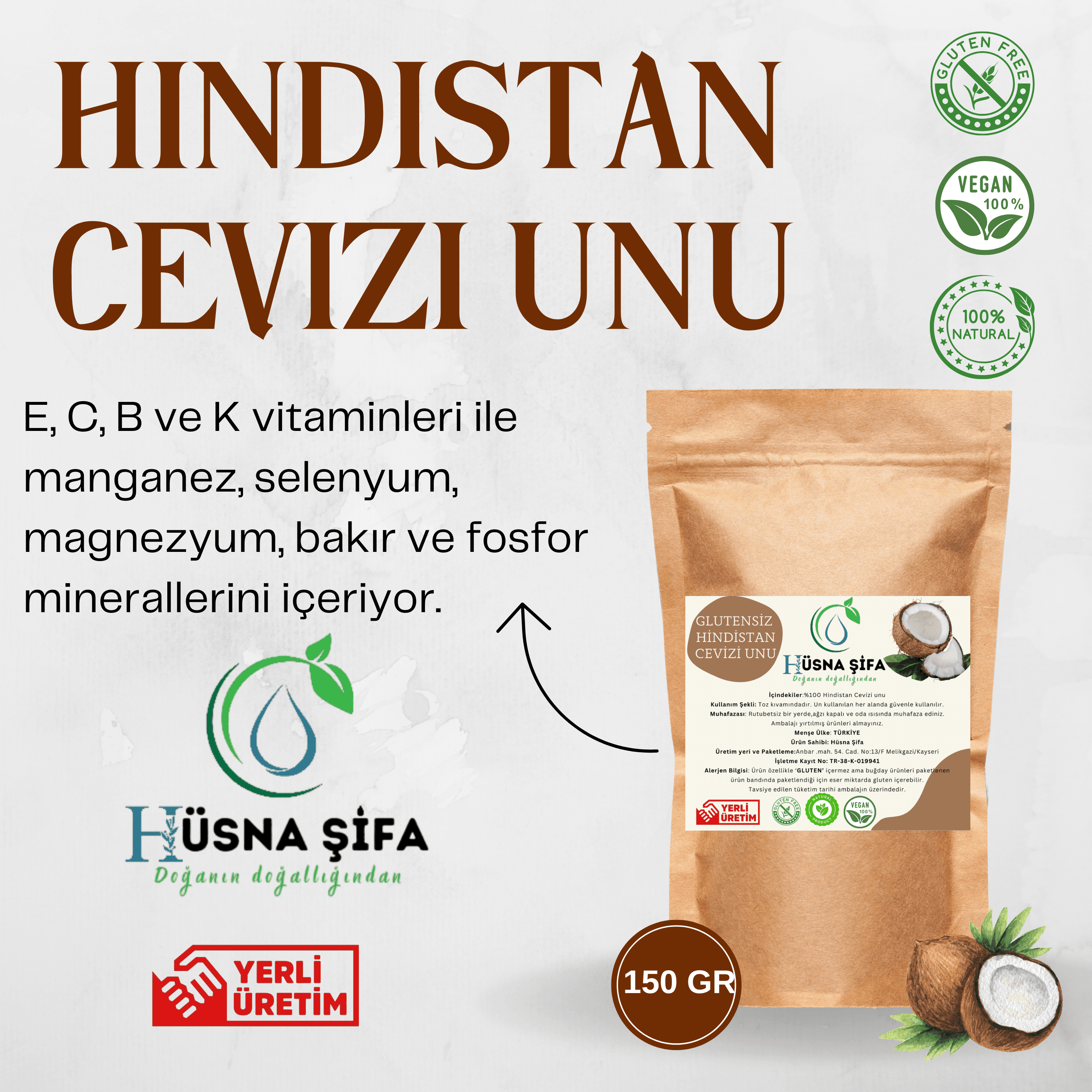 Glutensiz Hindistan Cevizi Unu 150 gram image