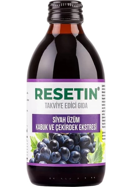 Resetin Siyah Üzüm Kabuk ve Çekirdek Ekstraktı Takviye Edici Gıda 250 ml