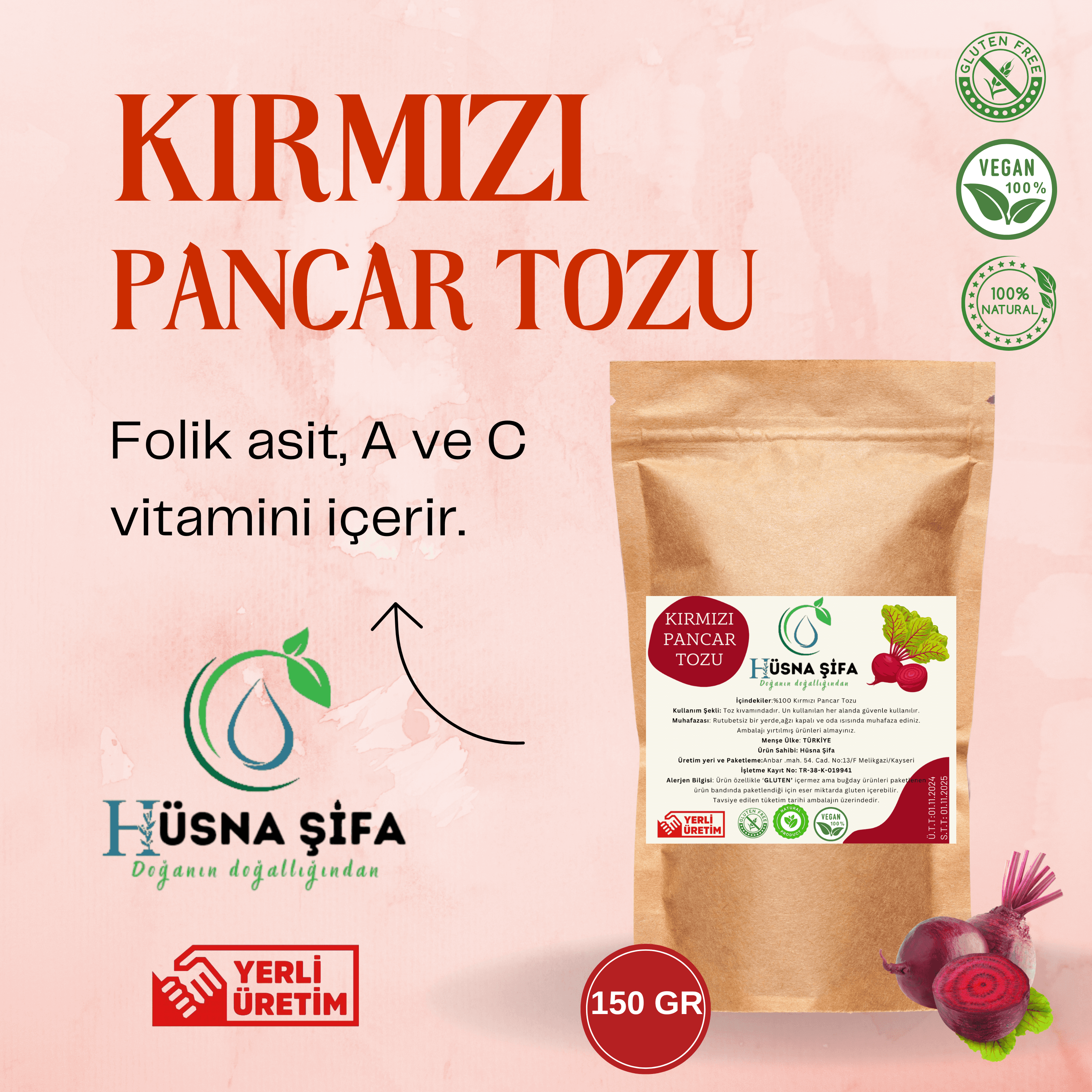 Kırmızı Pancar Tozu 150 gram image