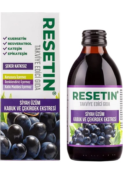 Resetin Siyah Üzüm Kabuk ve Çekirdek Ekstraktı Takviye Edici Gıda 250 ml