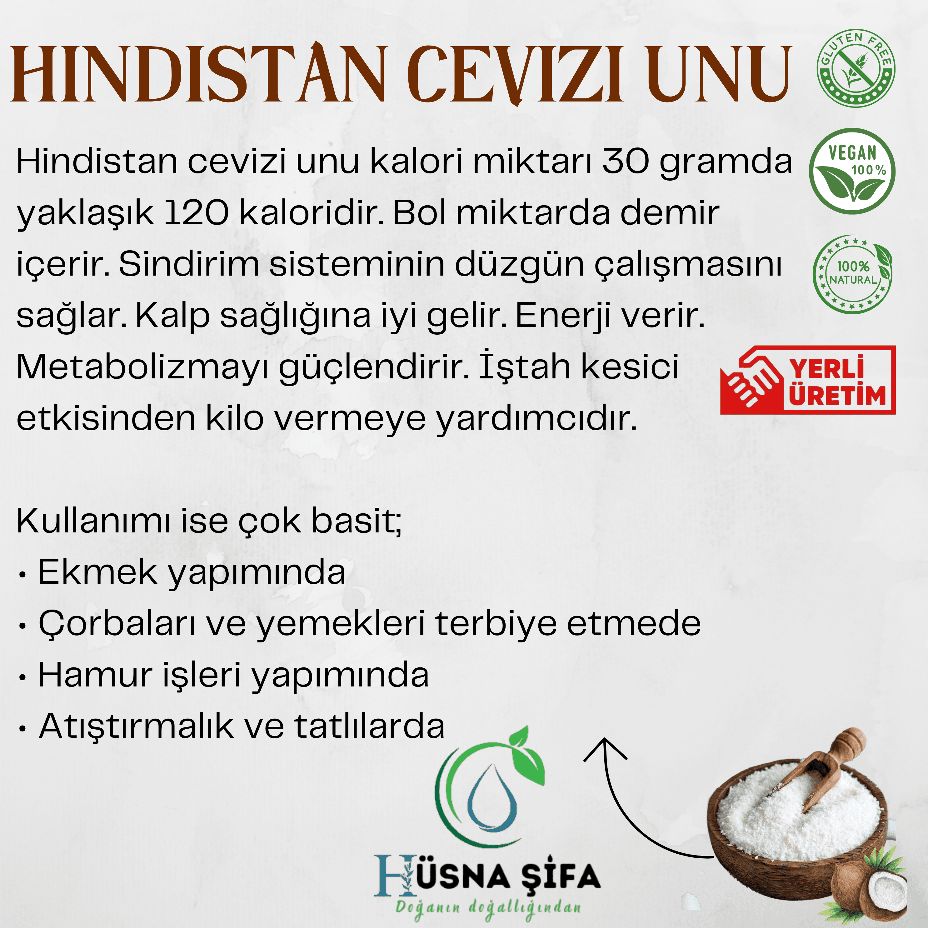 Glutensiz Hindistan Cevizi Unu 150 gram