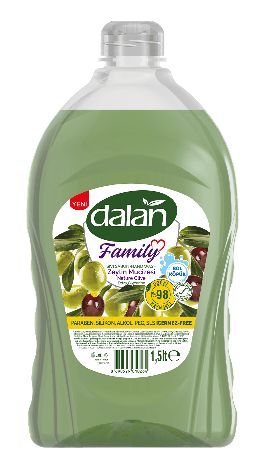 Dalan Family Sıvı Sabun (1.5 Lt) Zeytin Mucizesi