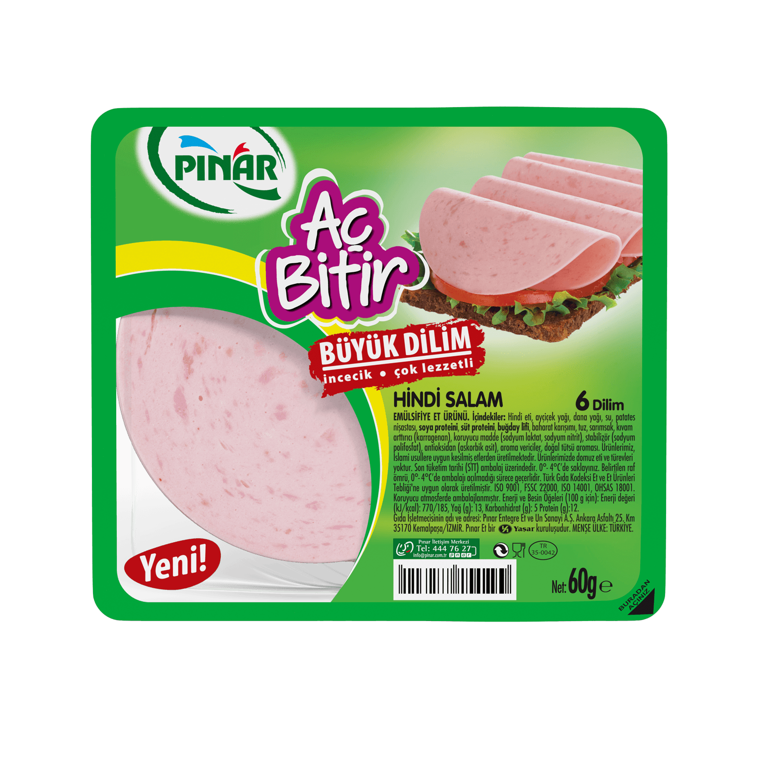 Pınar Salam Aç Bitir 60 gr (Büyük Dilim)