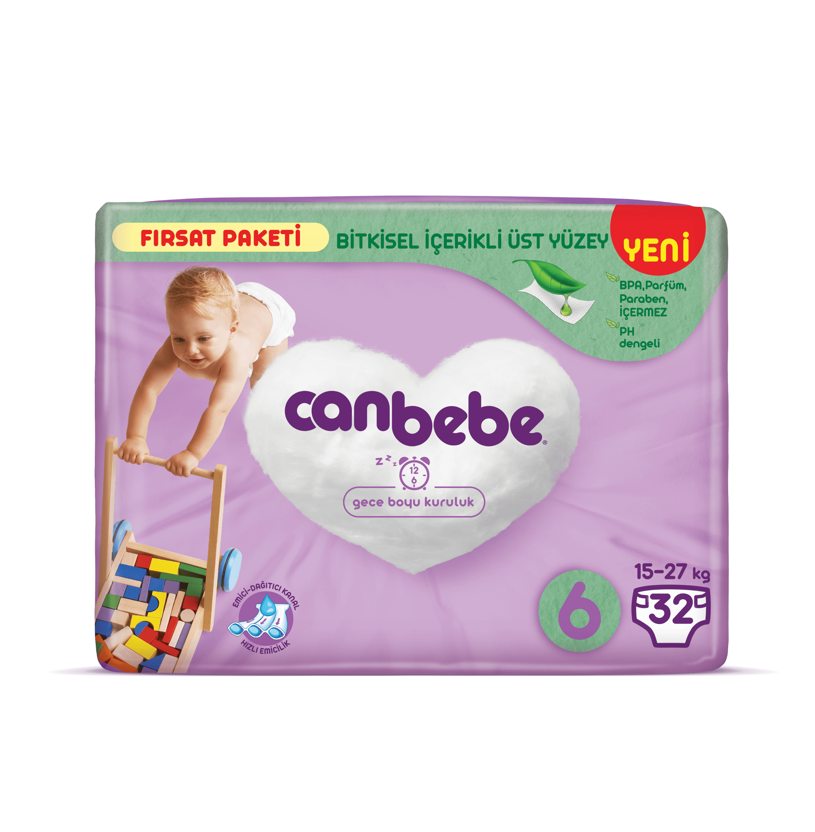 Canbebe Fırsat Paketi Extra Large 6 Beden Bebek Bezi 32 Adet