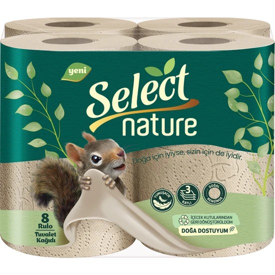 Select Nature 8'li Tuvalet Kağıdı 3 Katlı