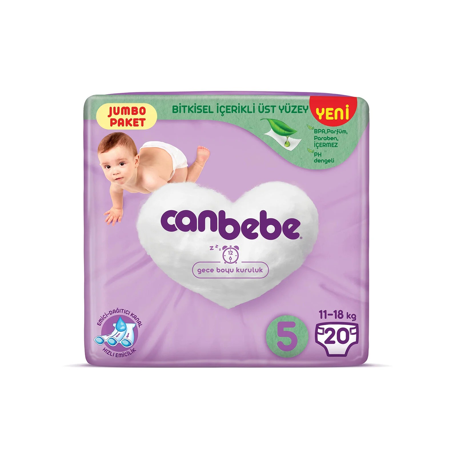 Canbebe Junior 5 Beden Jumbo Paket Bebek Bezi 20 Adet