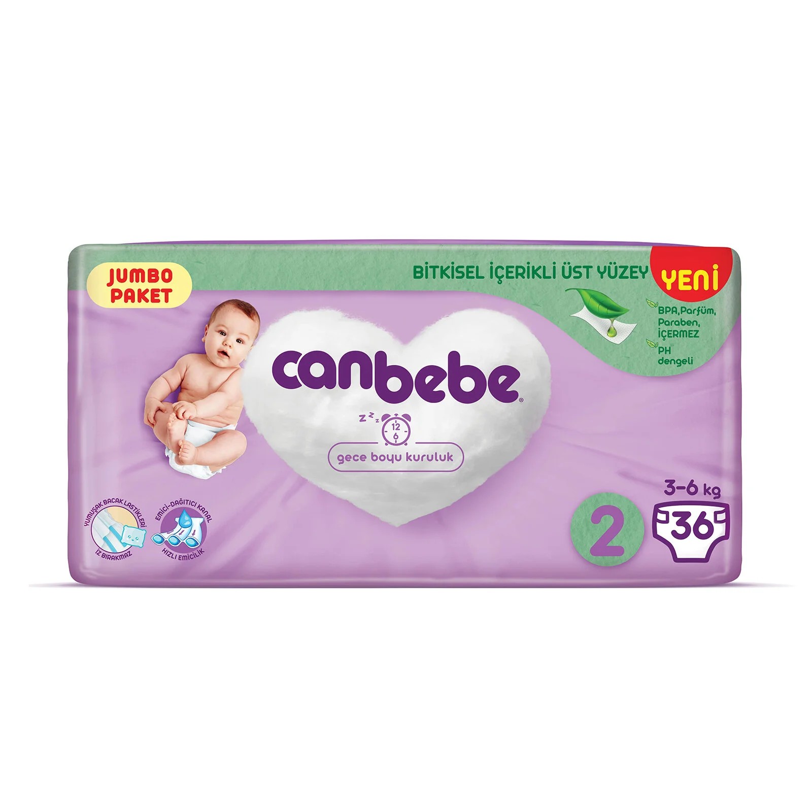 Canbebe Mini 2 Beden Jumbo Paket Bebek Bezi 36 Adet