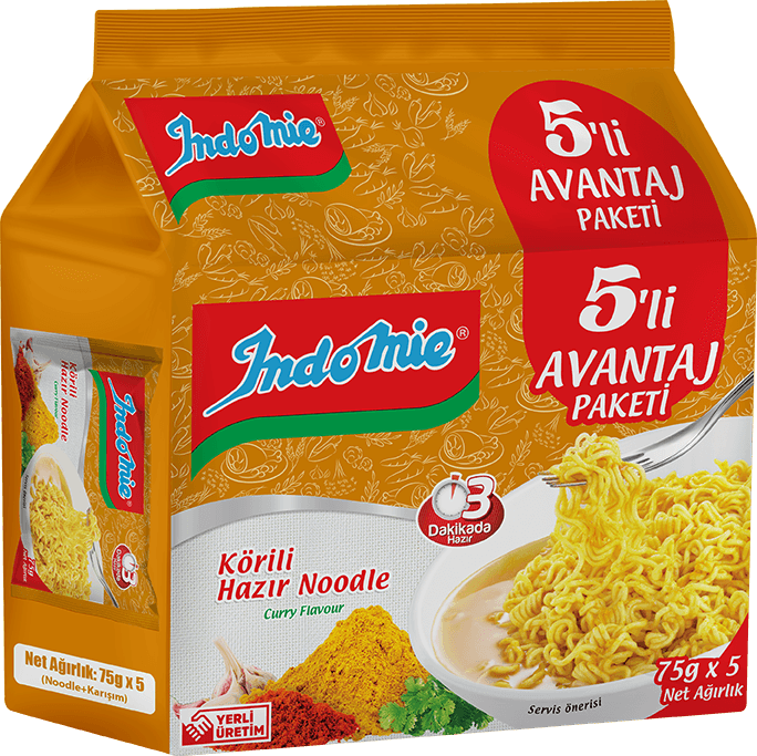 ŞİFRELİ 5'Lİ INDOMIE KÖRİ NOODLE 75 GR X 5 X 8 ADET