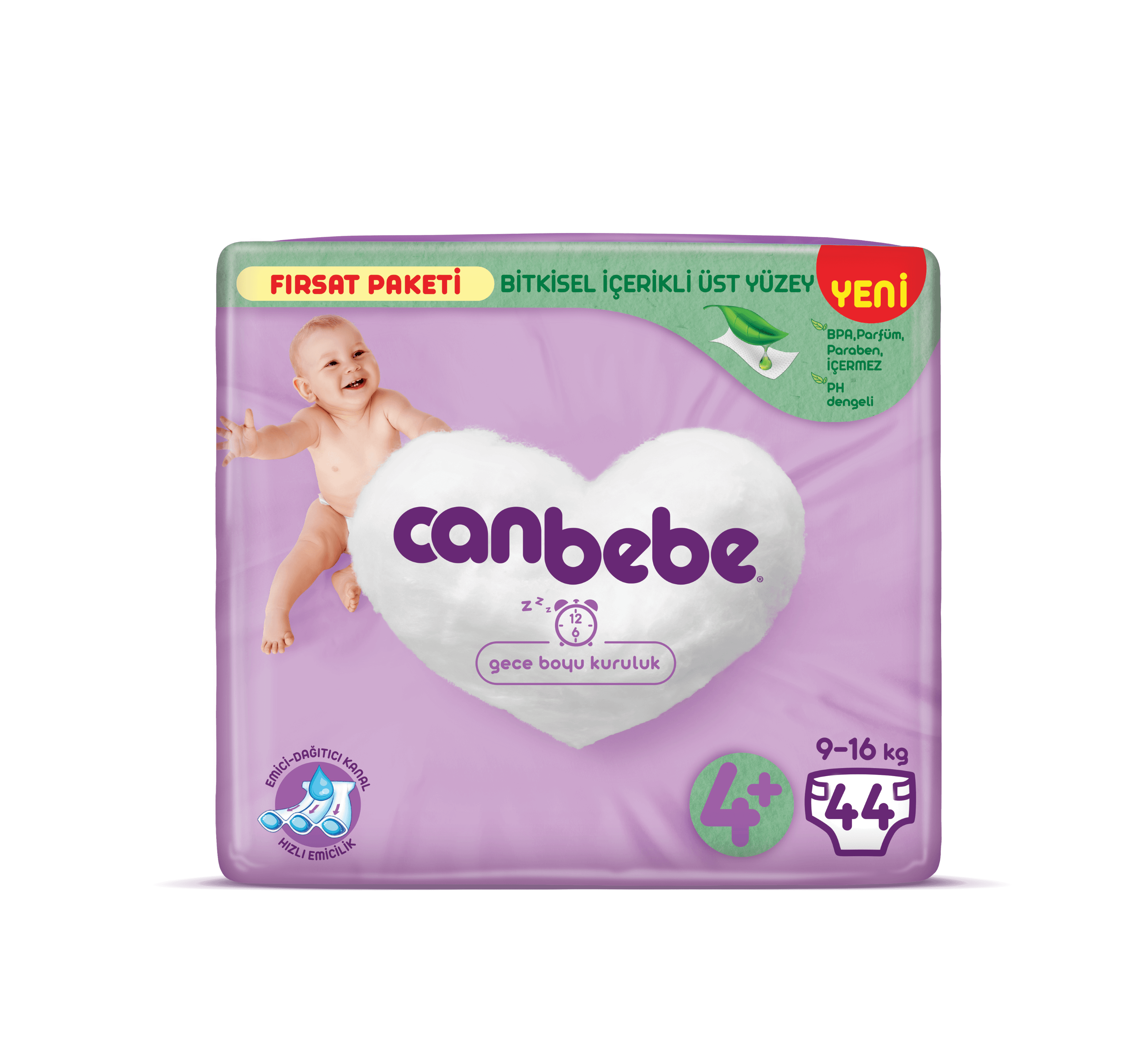 Canbebe Fırsat Paketi Maxi Plus 4+ Beden Bebek Bezi 44 Adet