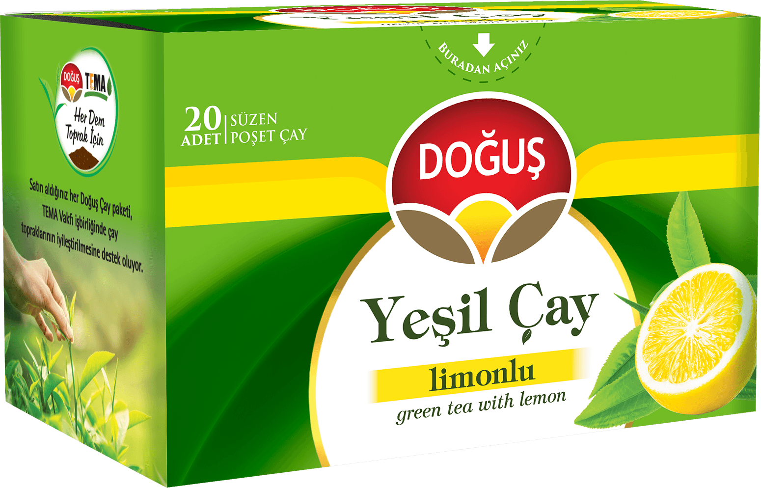 Doğuş Limonlu Yeşil Çay Süzen Poşet 20X1,75 Gr