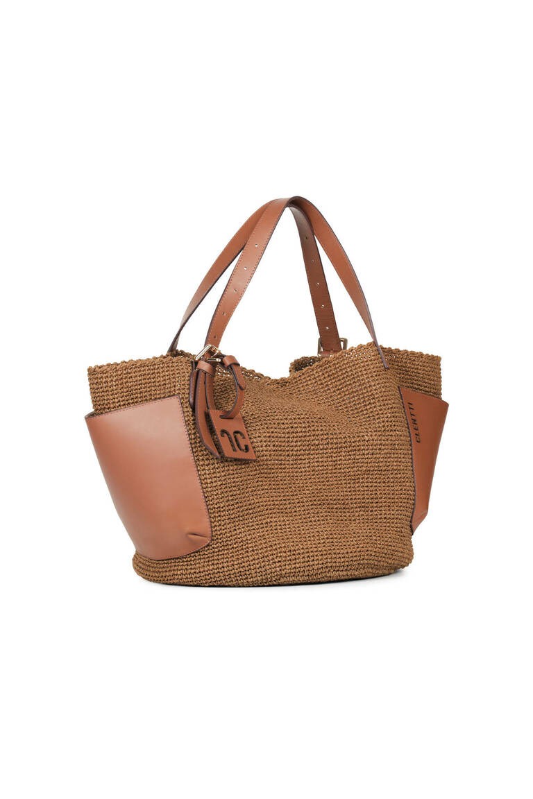Saddle Hand-Knitted Leather Karen - kahve