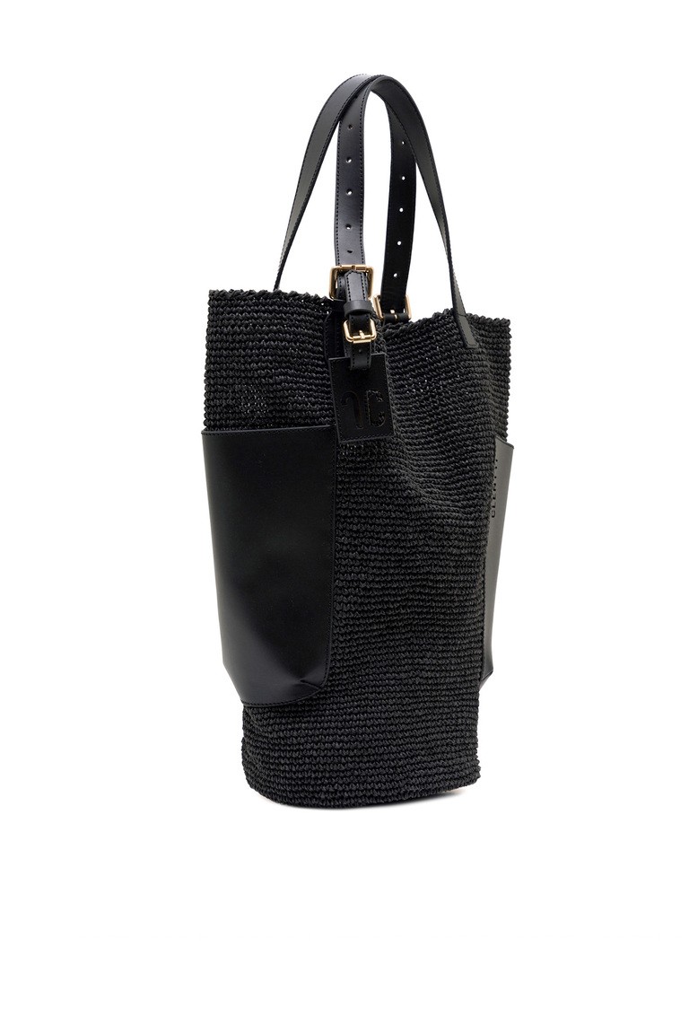 Bucket Hand-Knitted Leather Karen - siyah