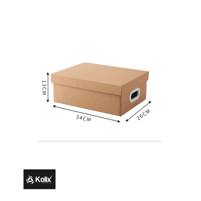 Kolix 34x13x26 cm Plastik Tutmalı Kraft Kutu - Saklama Kutusu - Düzenleme Kutusu