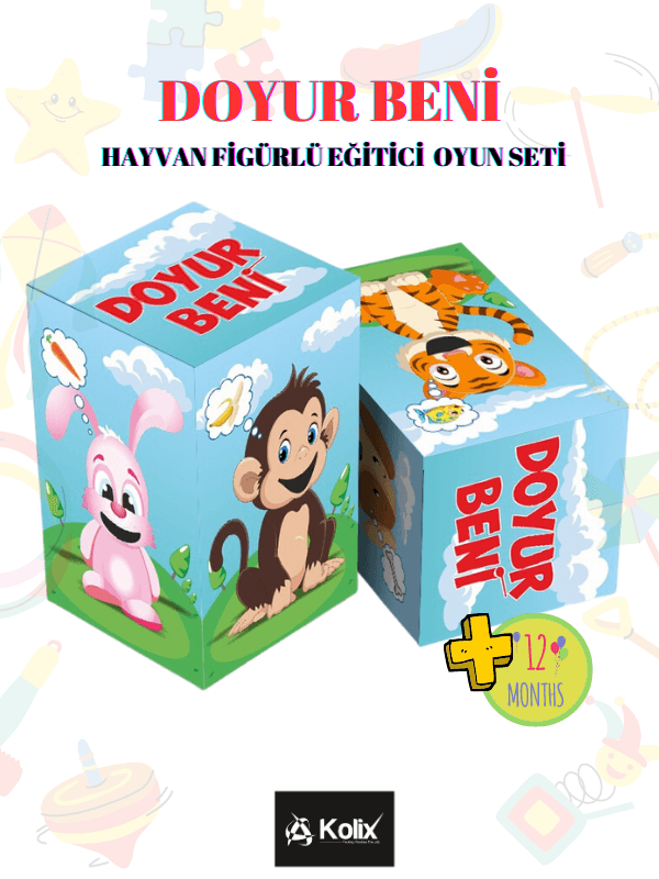 KOLİX Doyur Beni Hayvanlar Kutu Seti Etkinlik Kutusu Oluklu Mukavva Eğitici Oyuncak SET Kutu