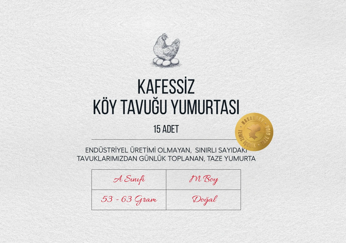Kafessiz Doğal Köy Yumurtası 15 Adet