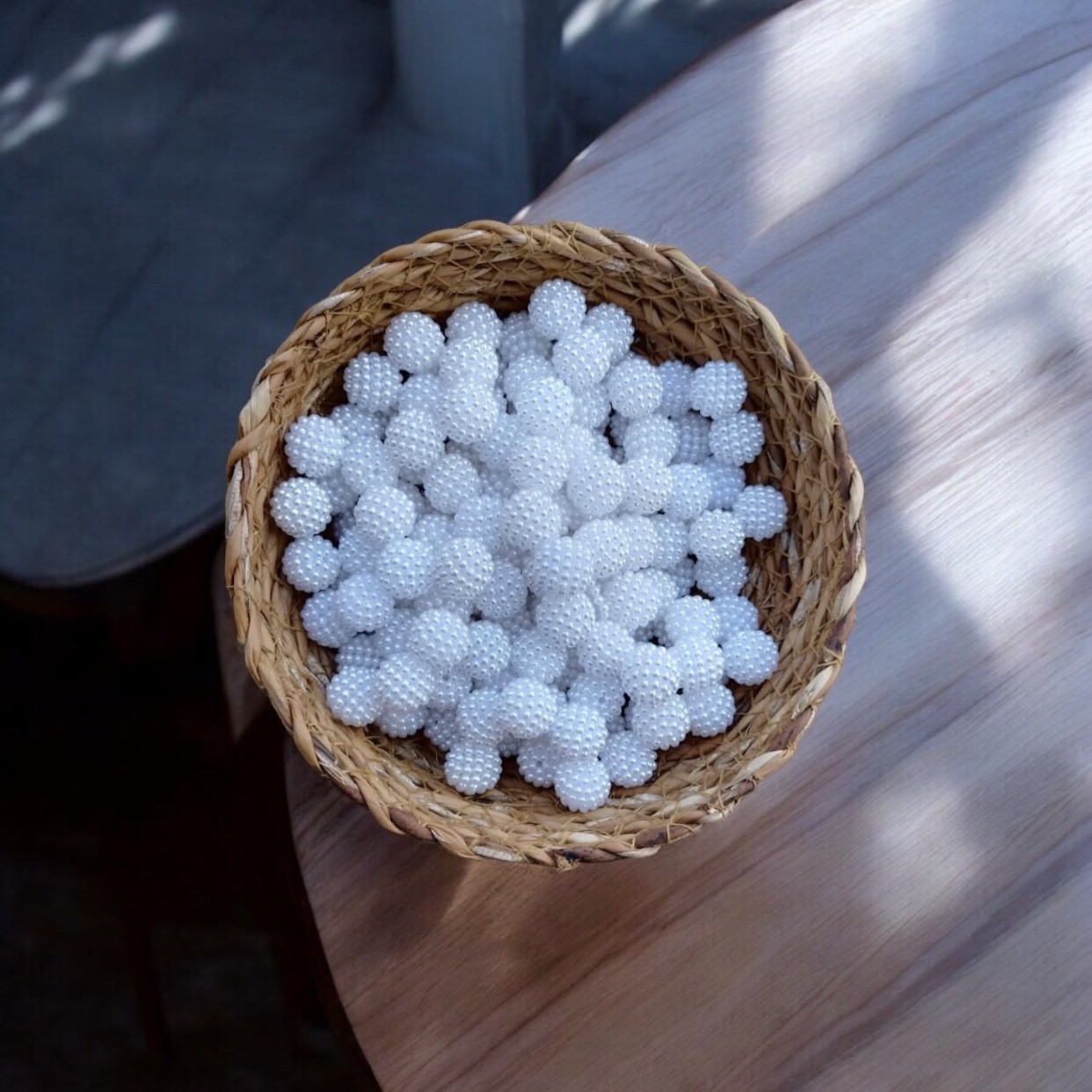 14 mm Böğürtlen Çanta Boncuğu, 500 gr, Beyaz ve Krem Seçenekleri