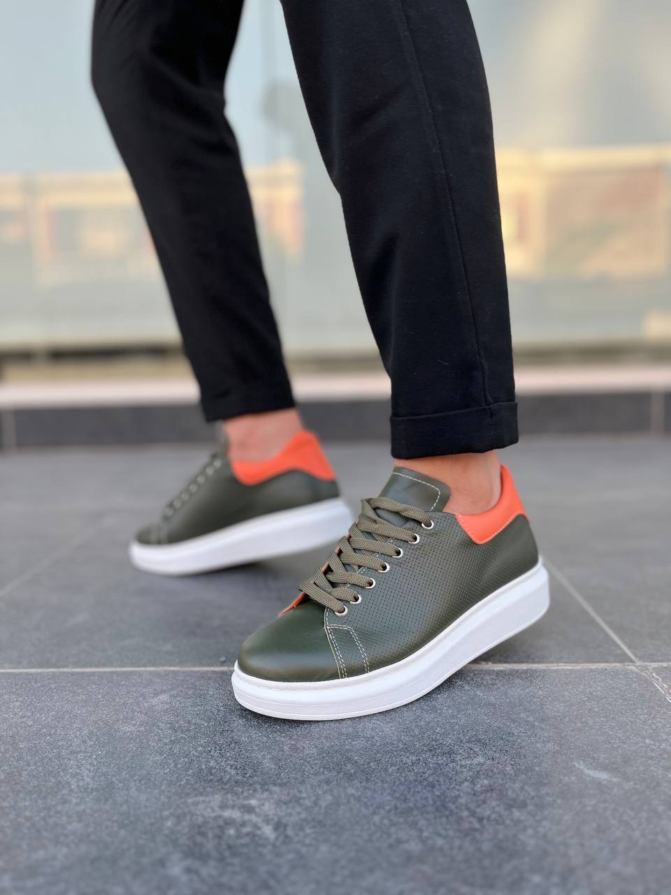 KB-DX3 Kuback Haki Deri Günlük Erkek Ayakkabı